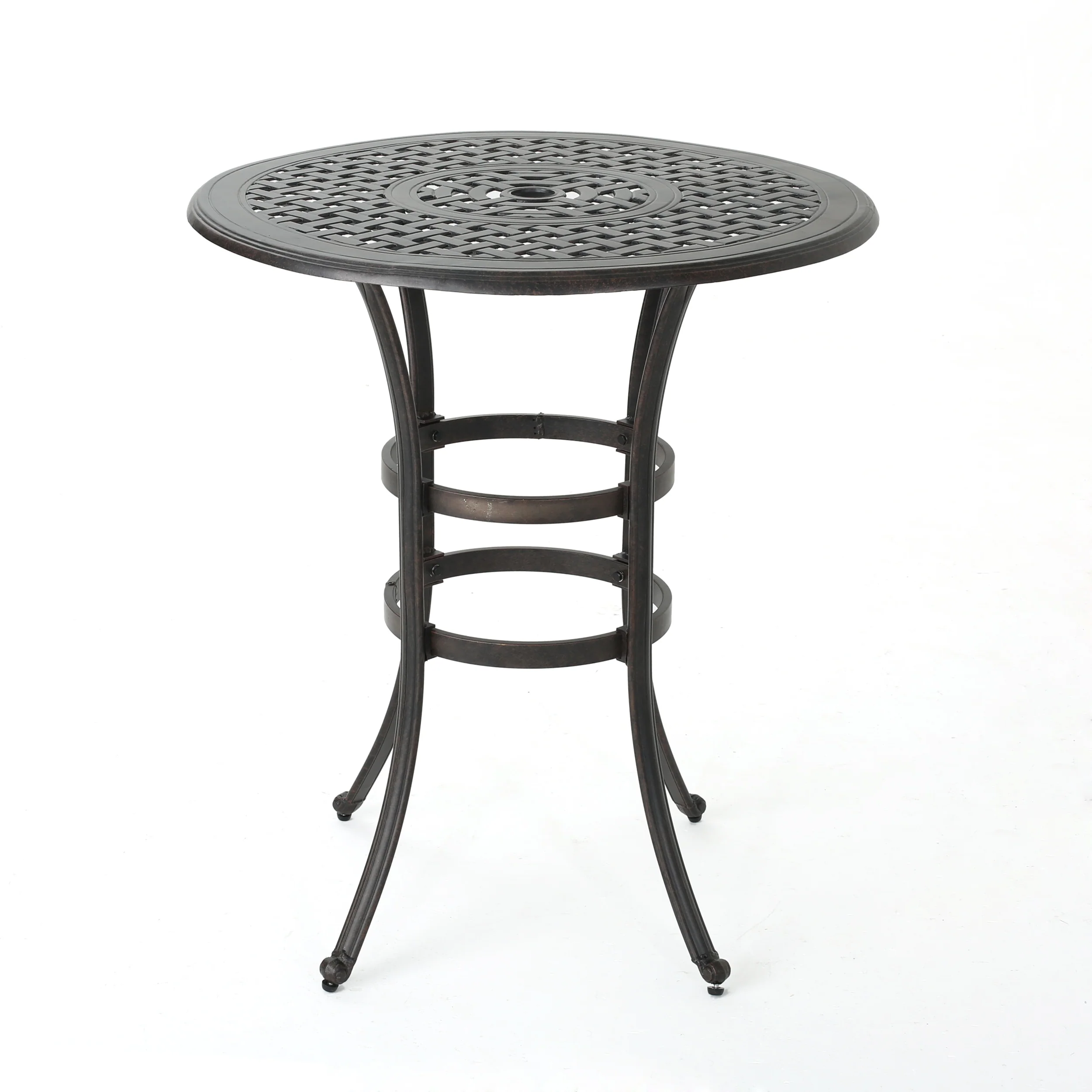 Calandra Outdoor 37 Inch Bronze Cast Aluminum Round Bar Table - furnishings