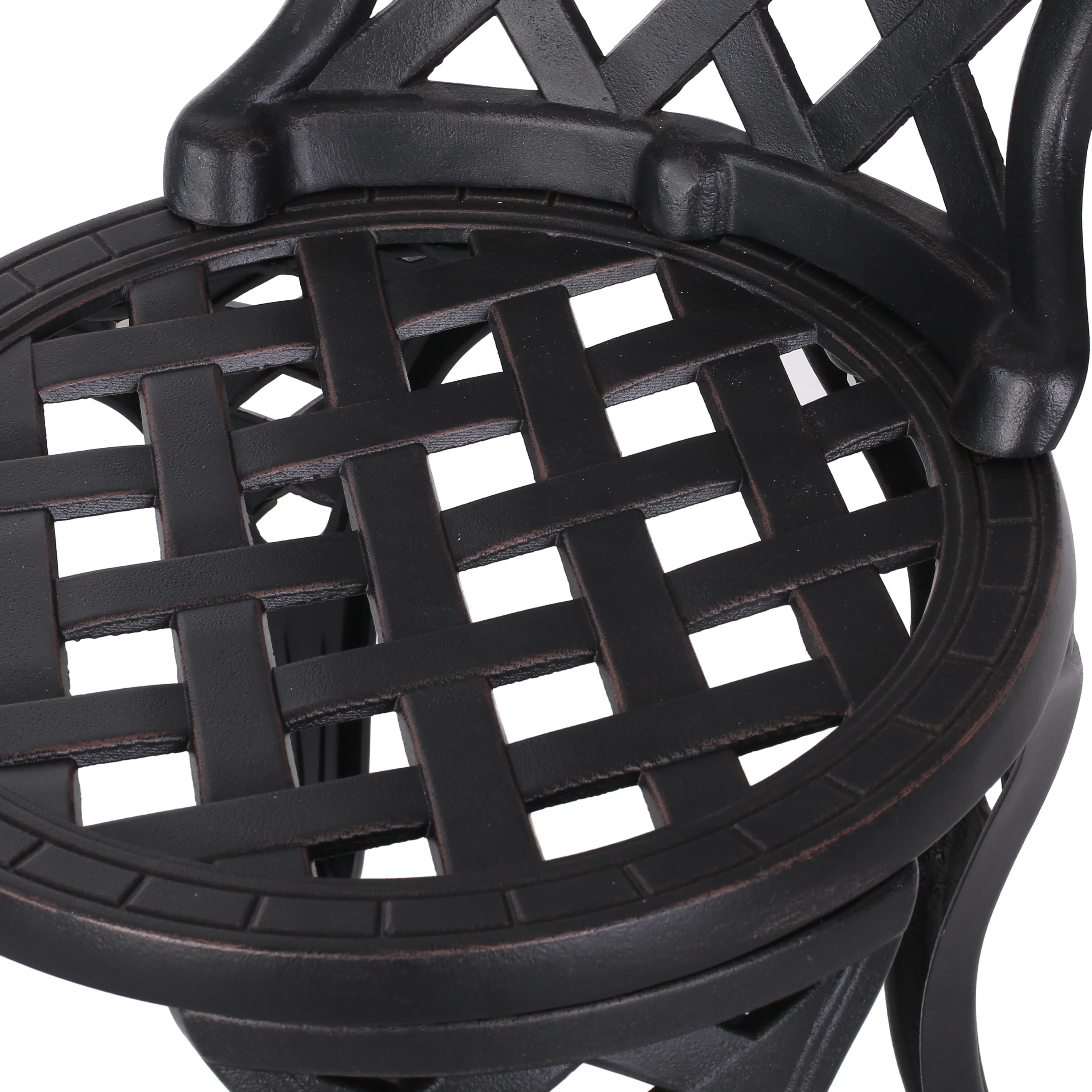 Lyon Traditional Outdoor 3-Piece Black with Bronze Cast Aluminum Bistro Set - furnishings