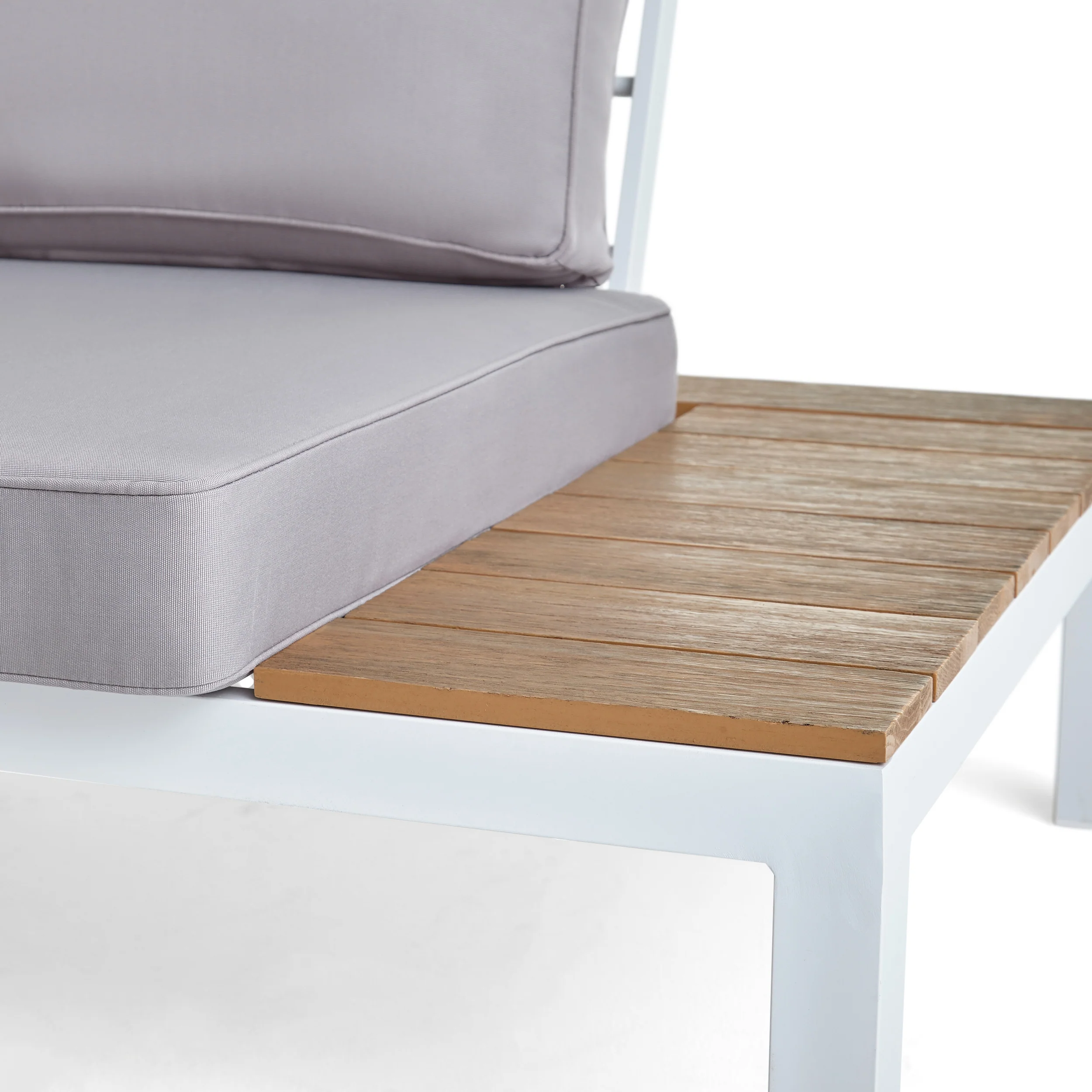 Blessen Outdoor Aluminum and Wood V-Shaped Sofa Set with Cushions - furnishings