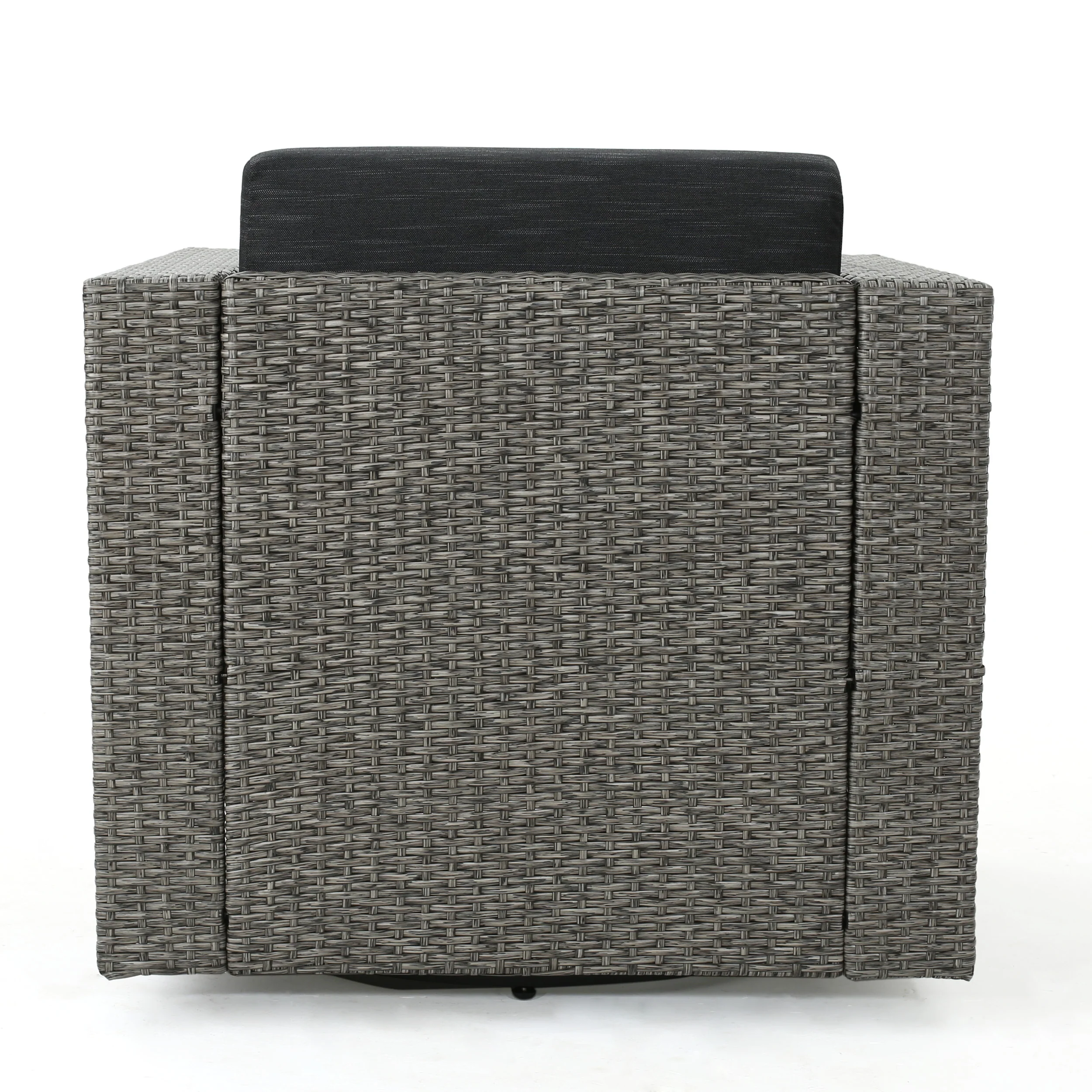 Phillips Outdoor 6 Seater Wicker V-Shaped Sofa and Swivel Chair Set with Water Resistant Cushions - furnishings