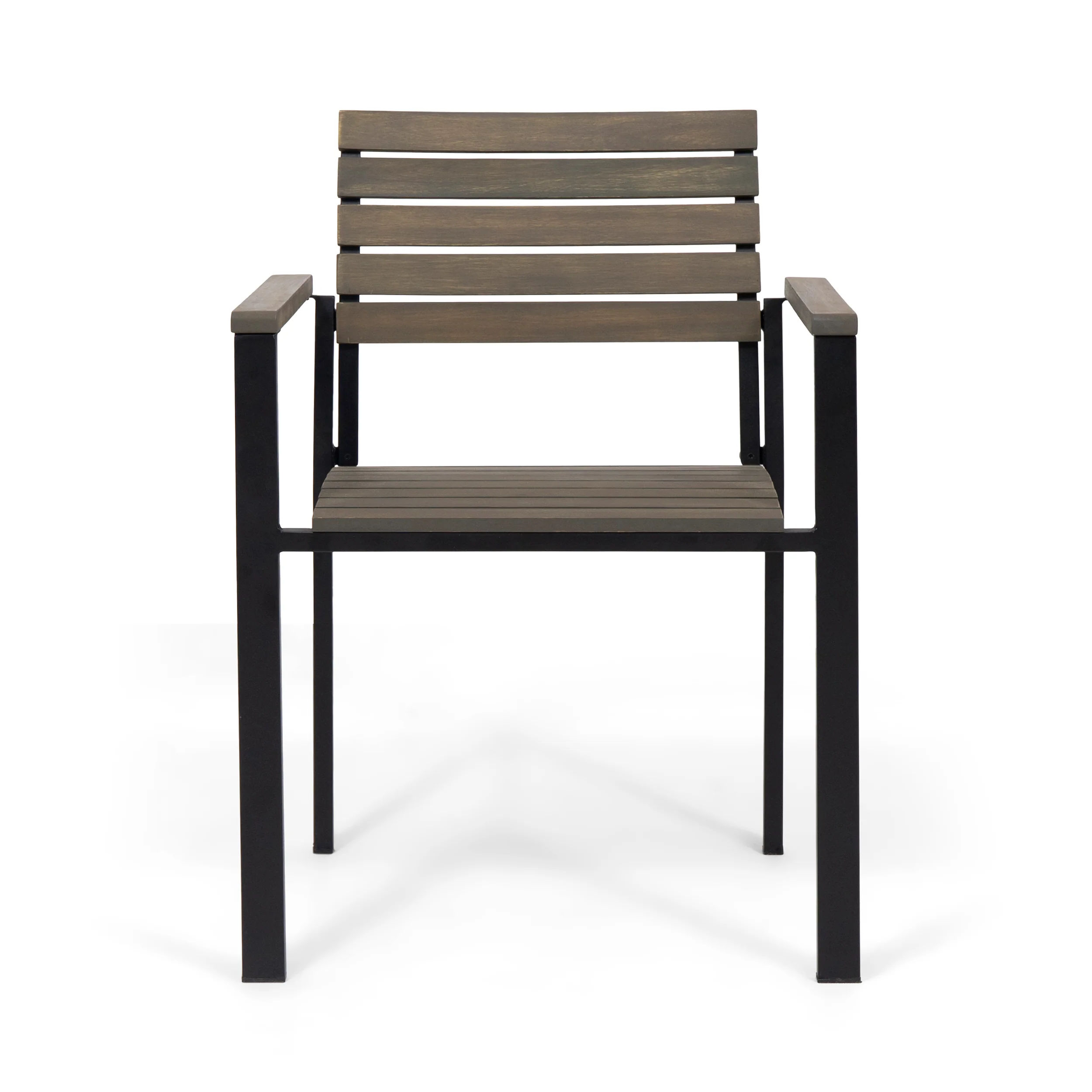Alberta Outdoor Wood and Iron Dining Chairs (Set of 2) - furnishings