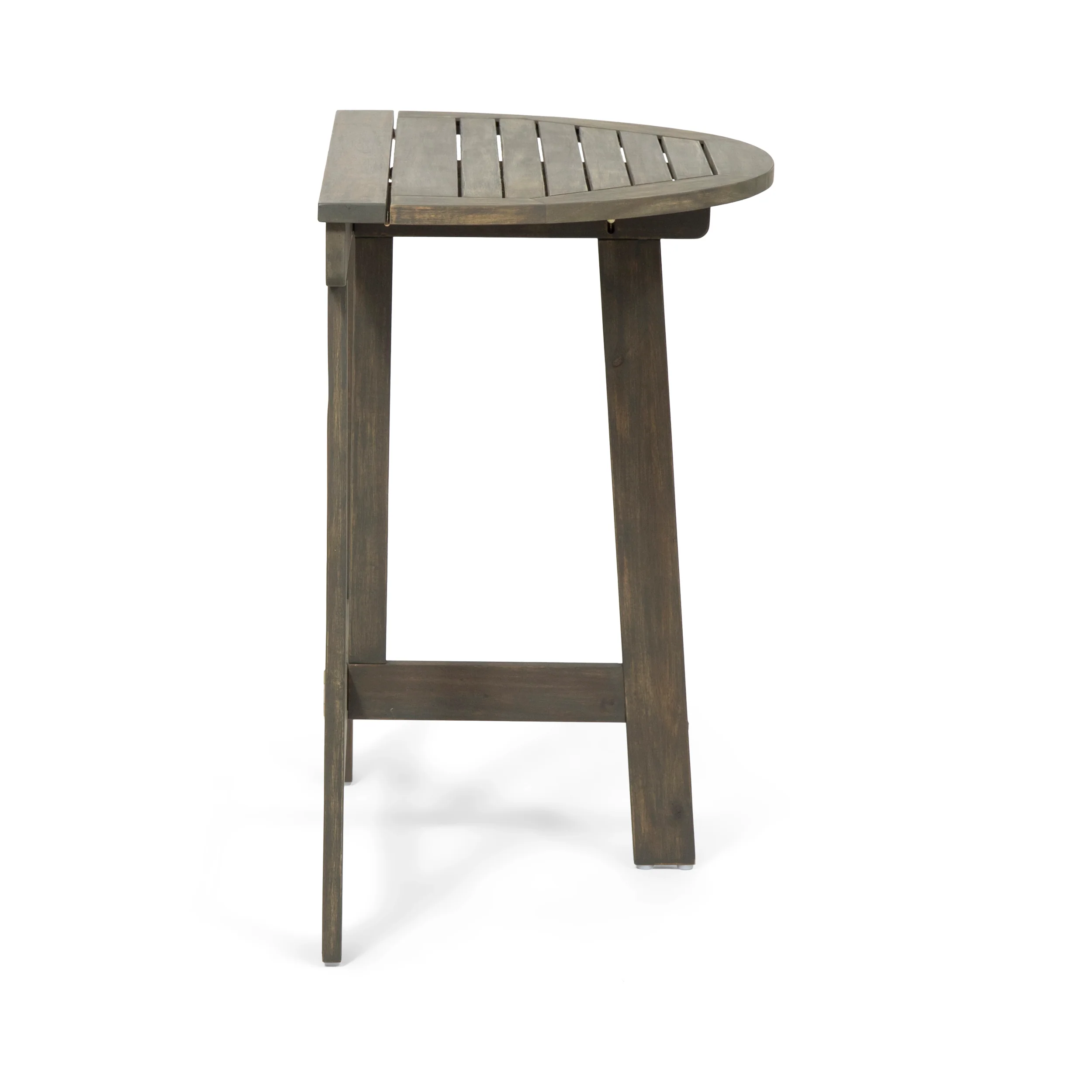 Crislynn Outdoor 2 Seater Half-Round Wood and Wicker Bistro Set with Folding Table - furnishings