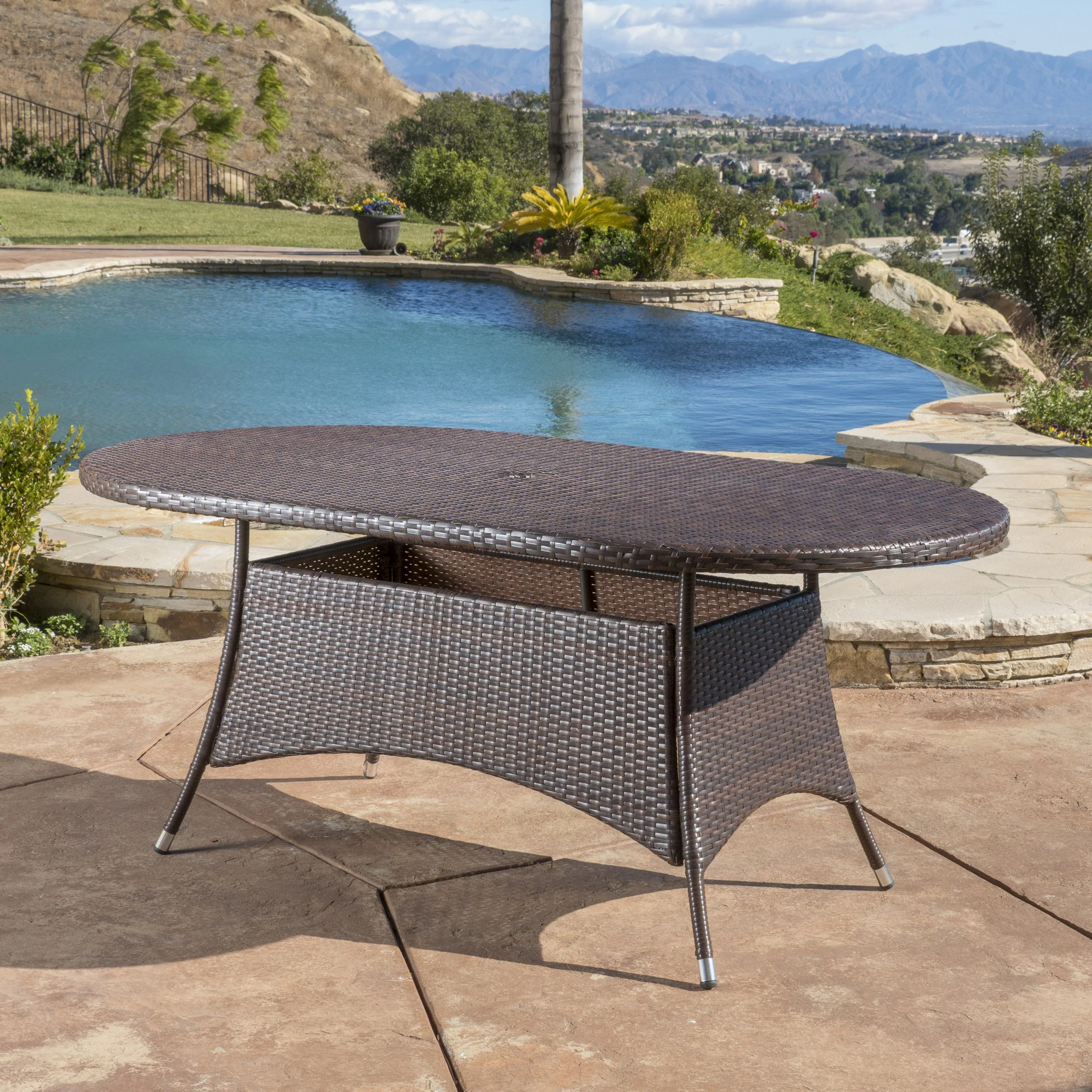 Bristle Multi Brown PE Oval Dining Table - furnishings