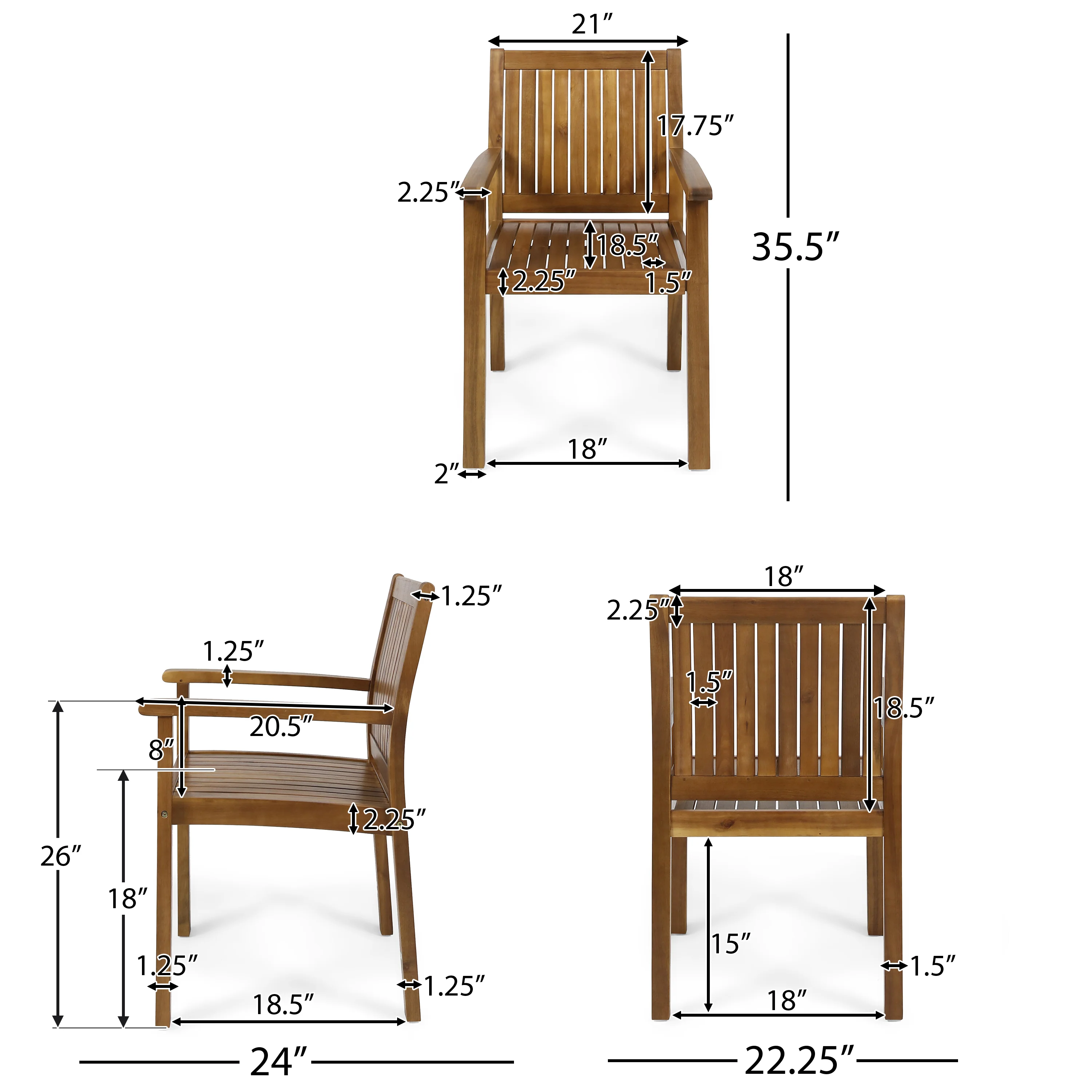 Kylan Outdoor Acacia Wood Dining Chairs (Set of 2) - furnishings