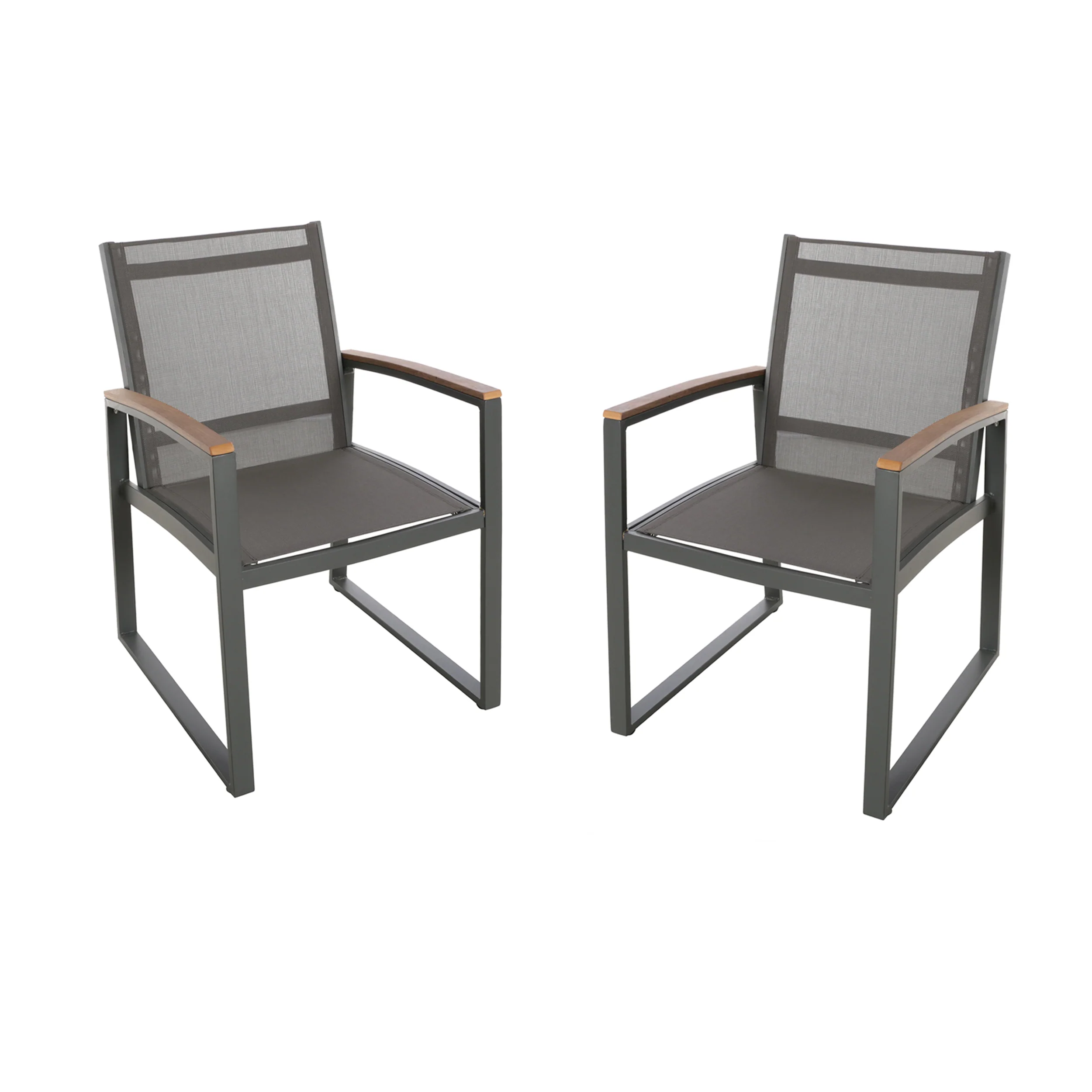 Aubrey Outdoor Aluminum Dining Chairs with Faux Wood Accents - furnishings