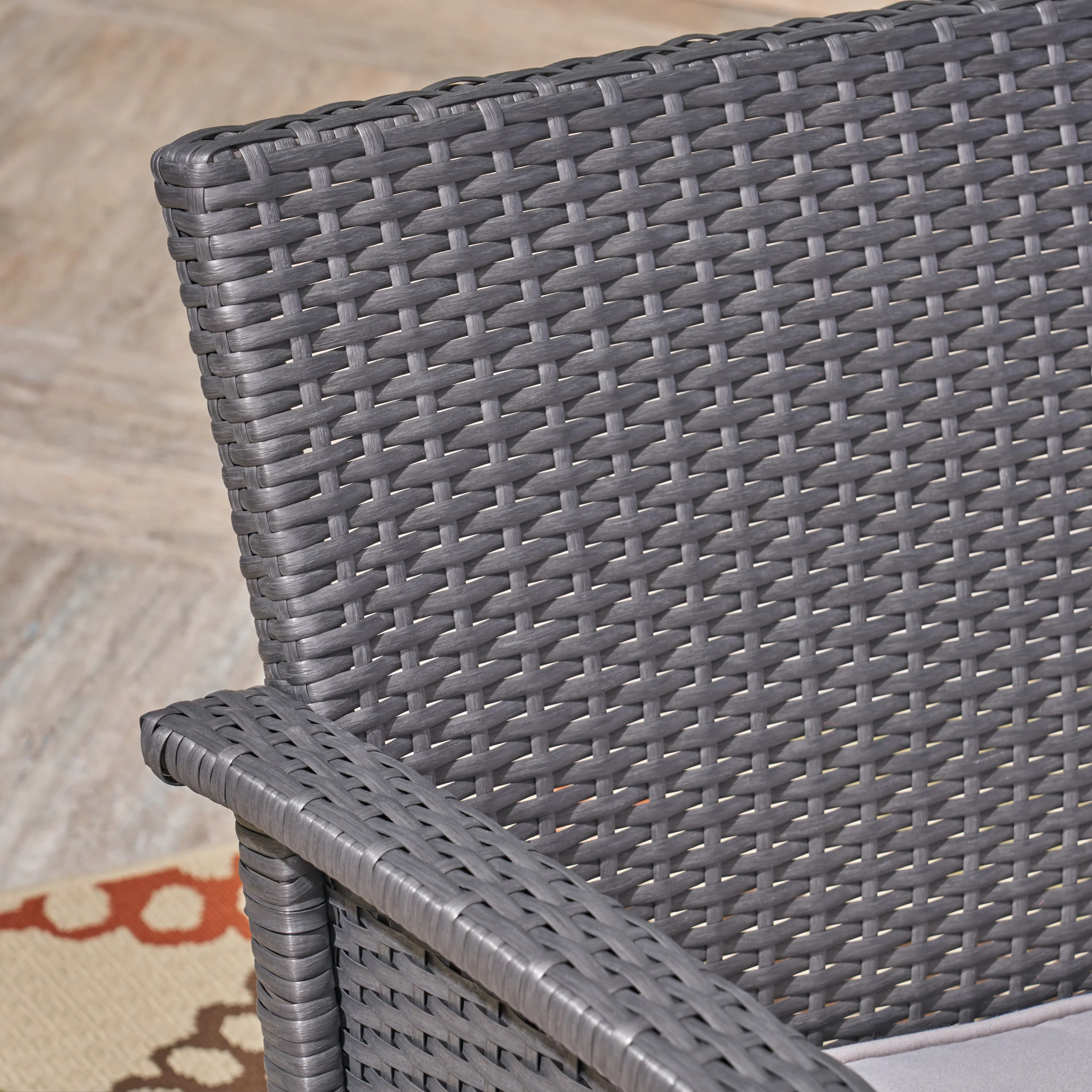 Laiah Outdoor 4 Seater Wicker Chat Set with Iron Fire Pit - furnishings