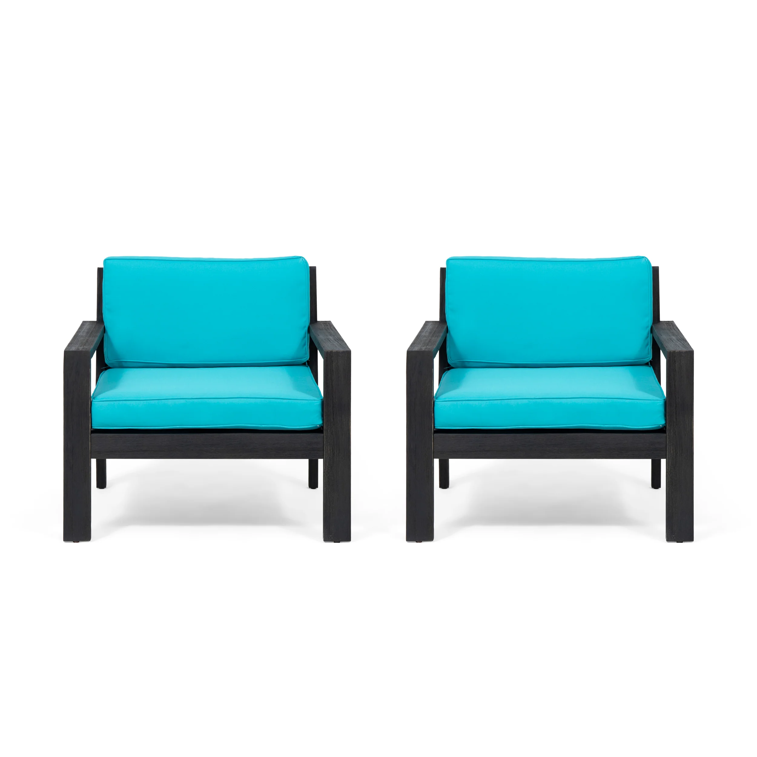 Susan Outdoor Acacia Wood Club Chairs with Cushions (Set of 2) - furnishings