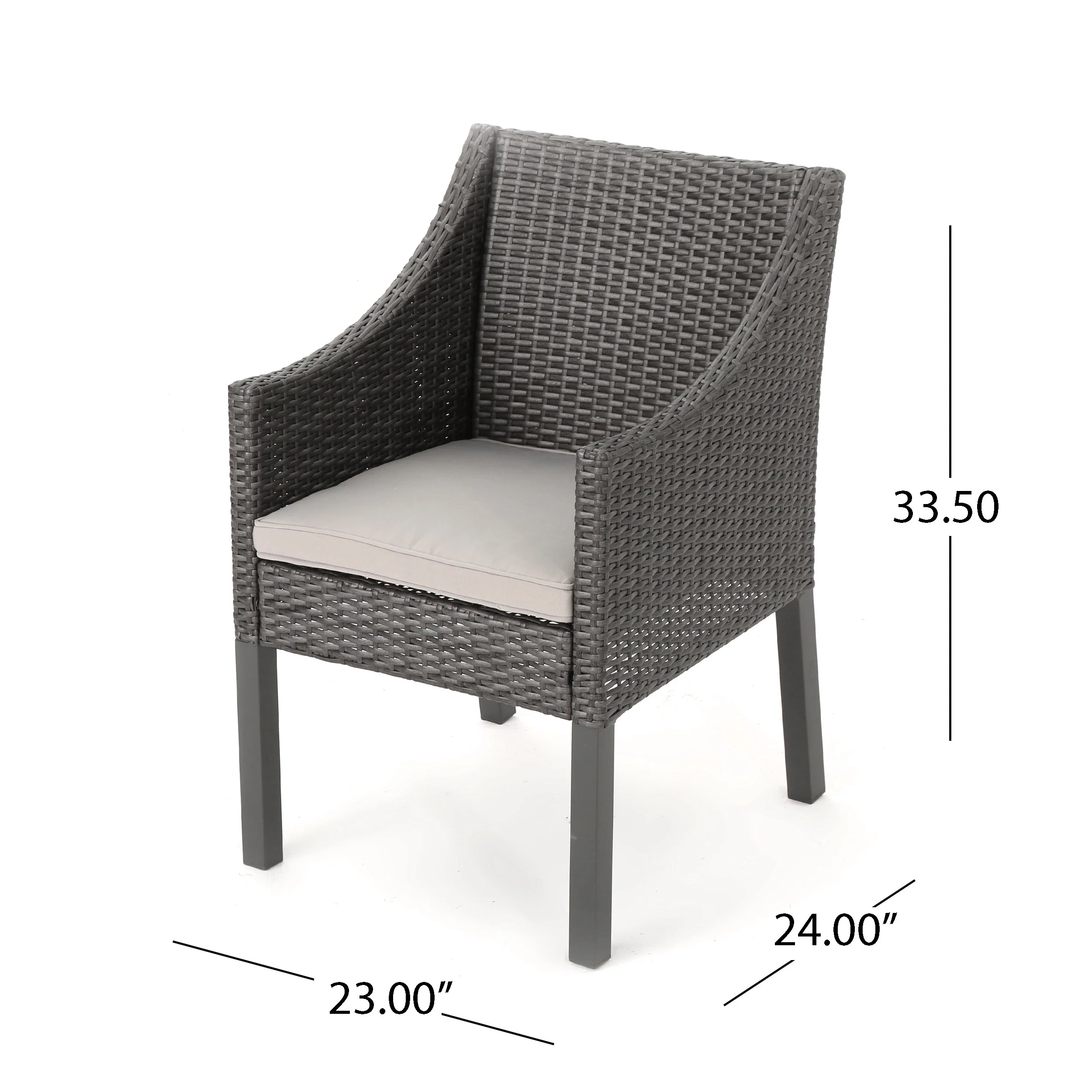 Sims Outdoor 3 Piece Wicker Chat Set, Grey with Silver Cushions - furnishings