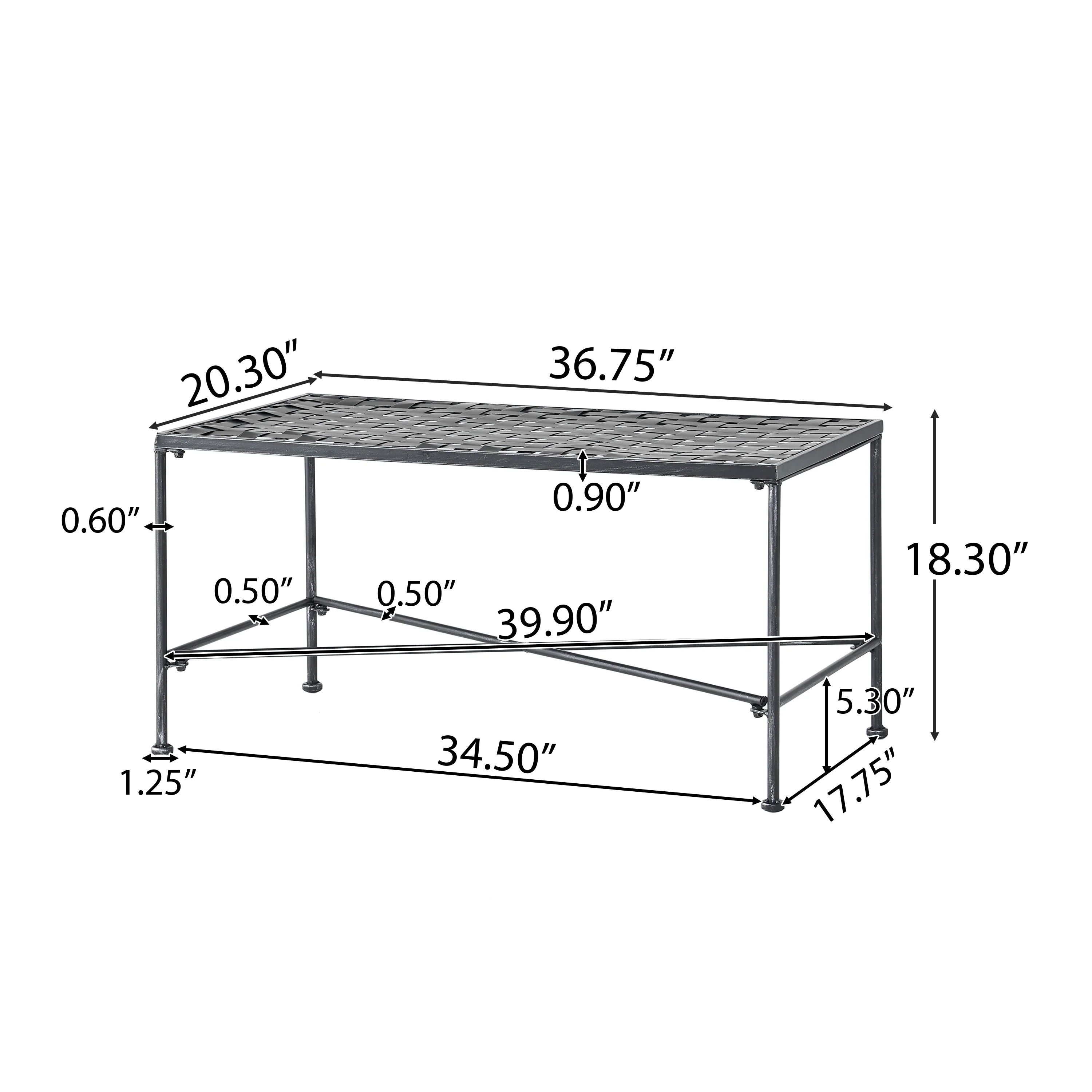 Kent Outdoor Black Iron Coffee Table - furnishings