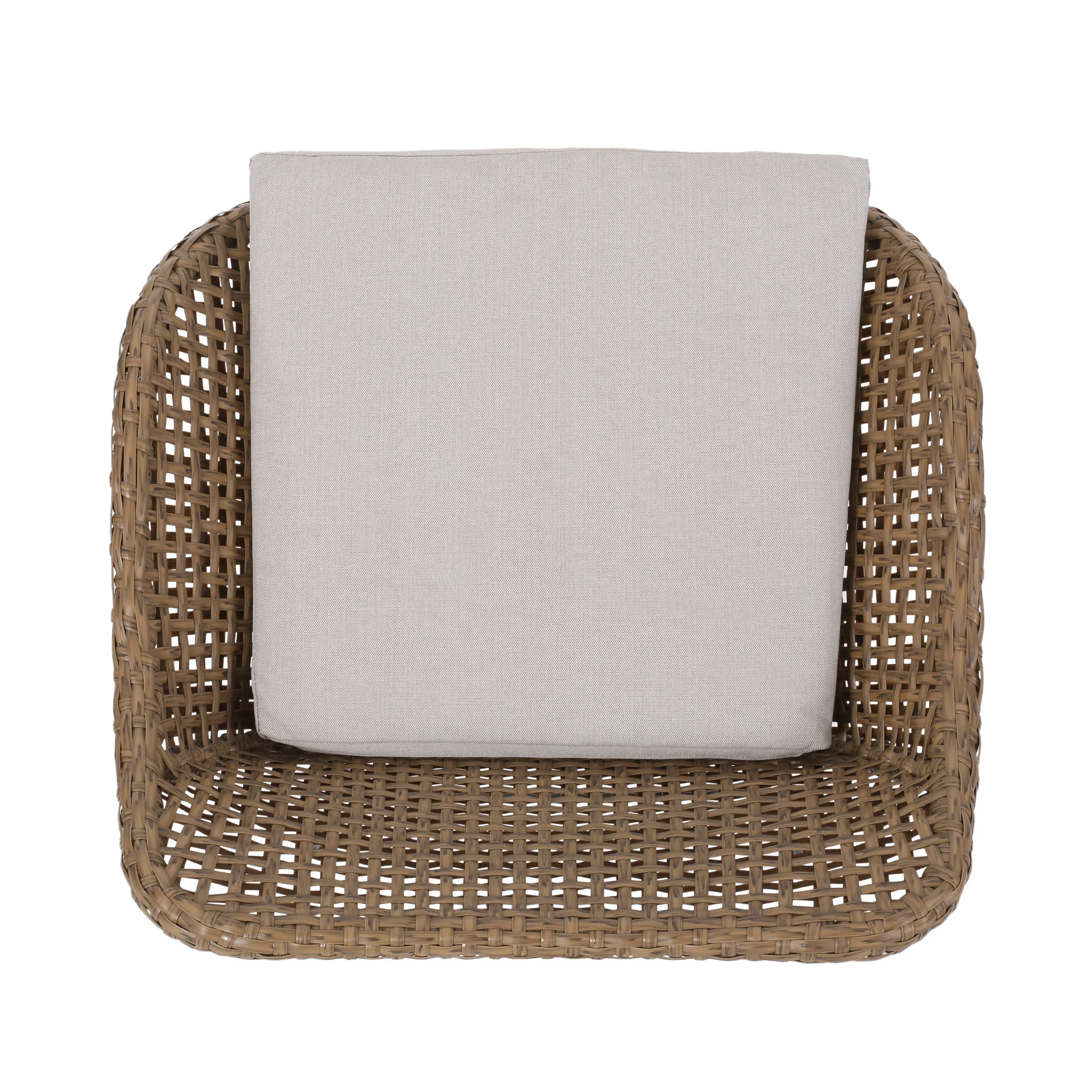 Pondway Outdoor Wicker and Iron Barstools with Cushion, Set of 4 - furnishings