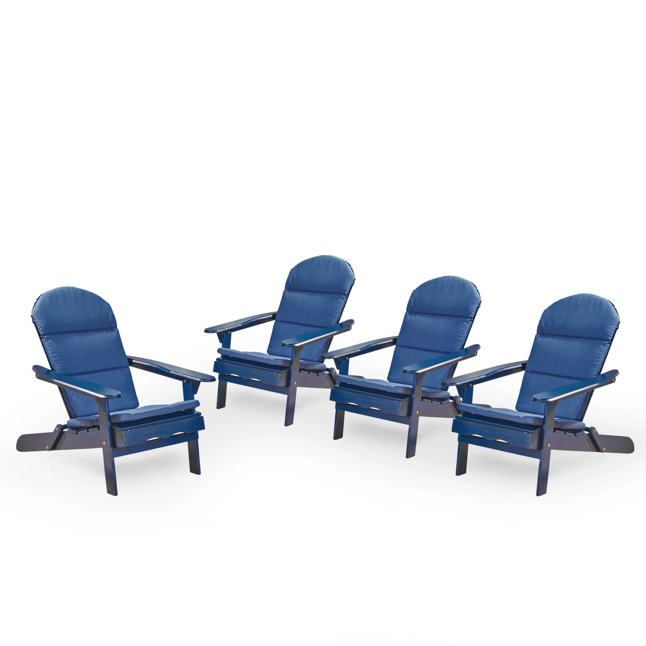 Nelie Outdoor Acacia Wood Folding Adirondack Chairs with Cushions - furnishings