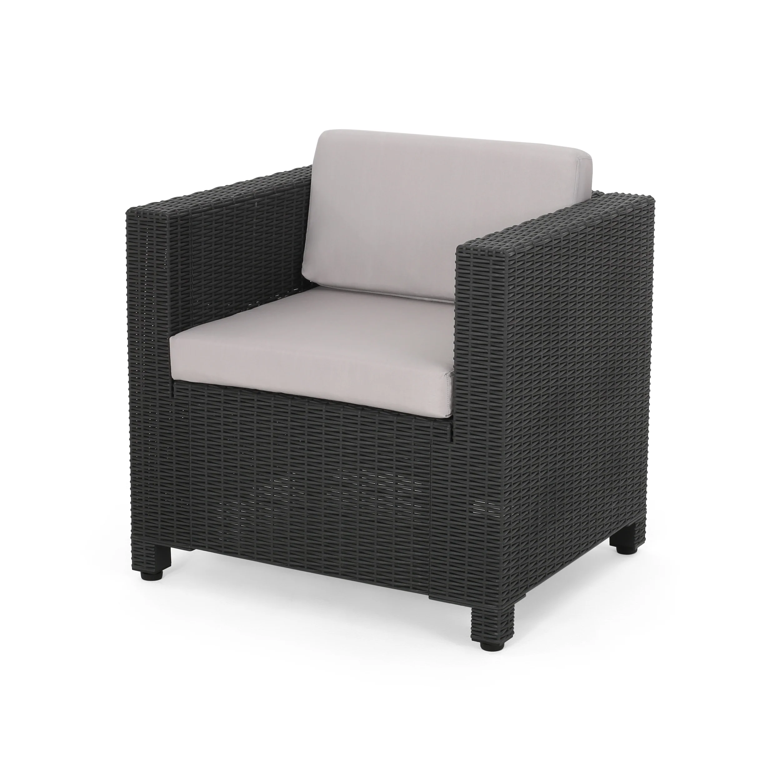 Iven Outdoor 2 Seater Faux Wicker Chat Set with Cushions - furnishings