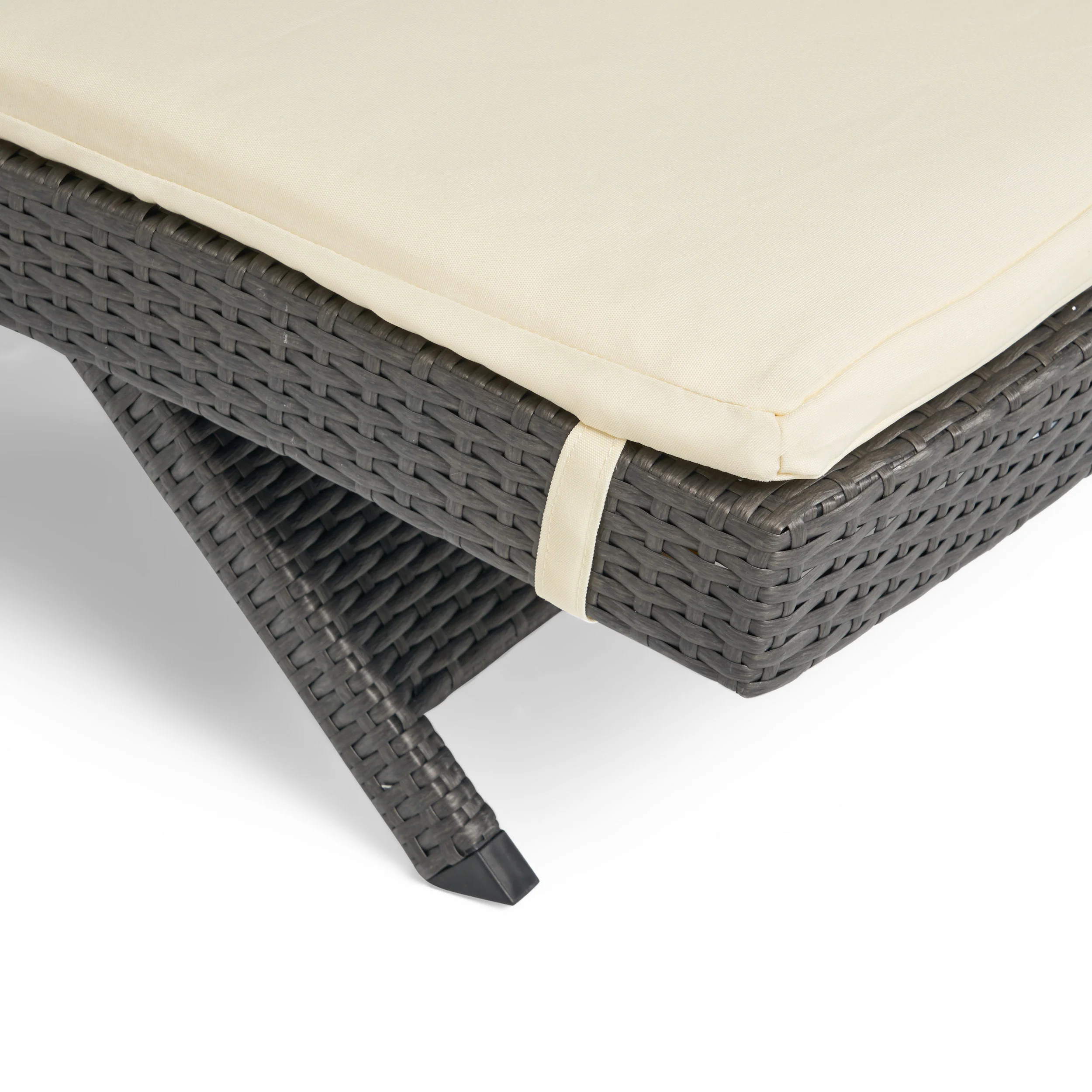 Nassau Outdoor Grey Wicker Adjustable Chaise Lounge with Cushion - furnishings