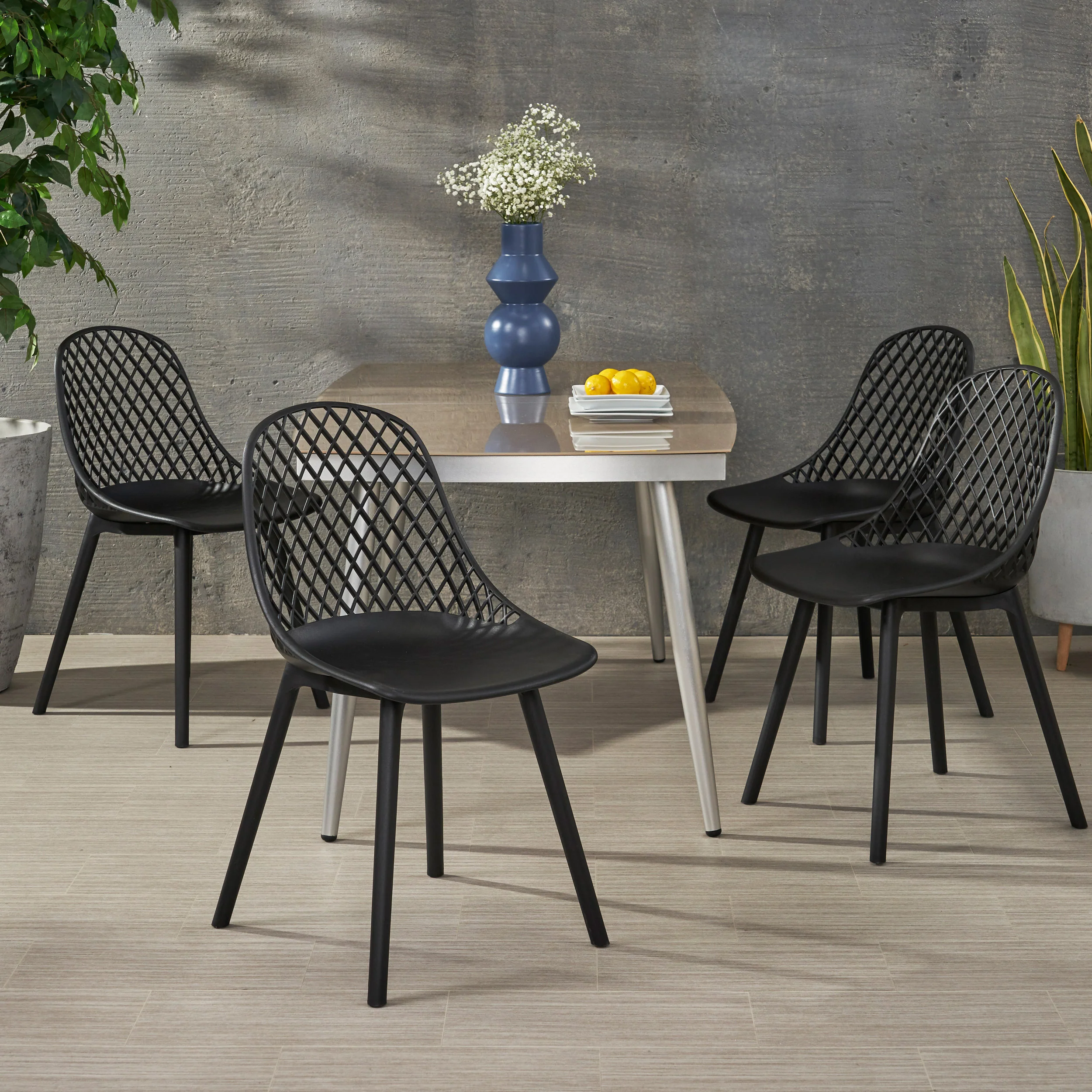 Lucy Outdoor Modern Dining Chair (Set of 4) - furnishings