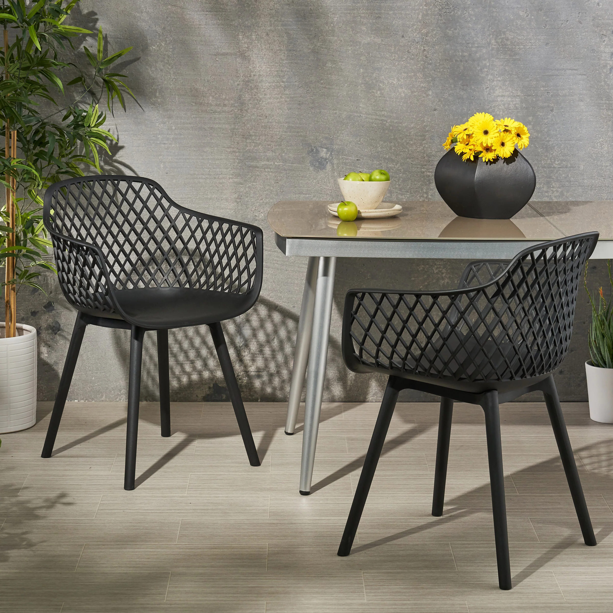 Tate Outdoor Modern Dining Chair (Set of 2) - furnishings