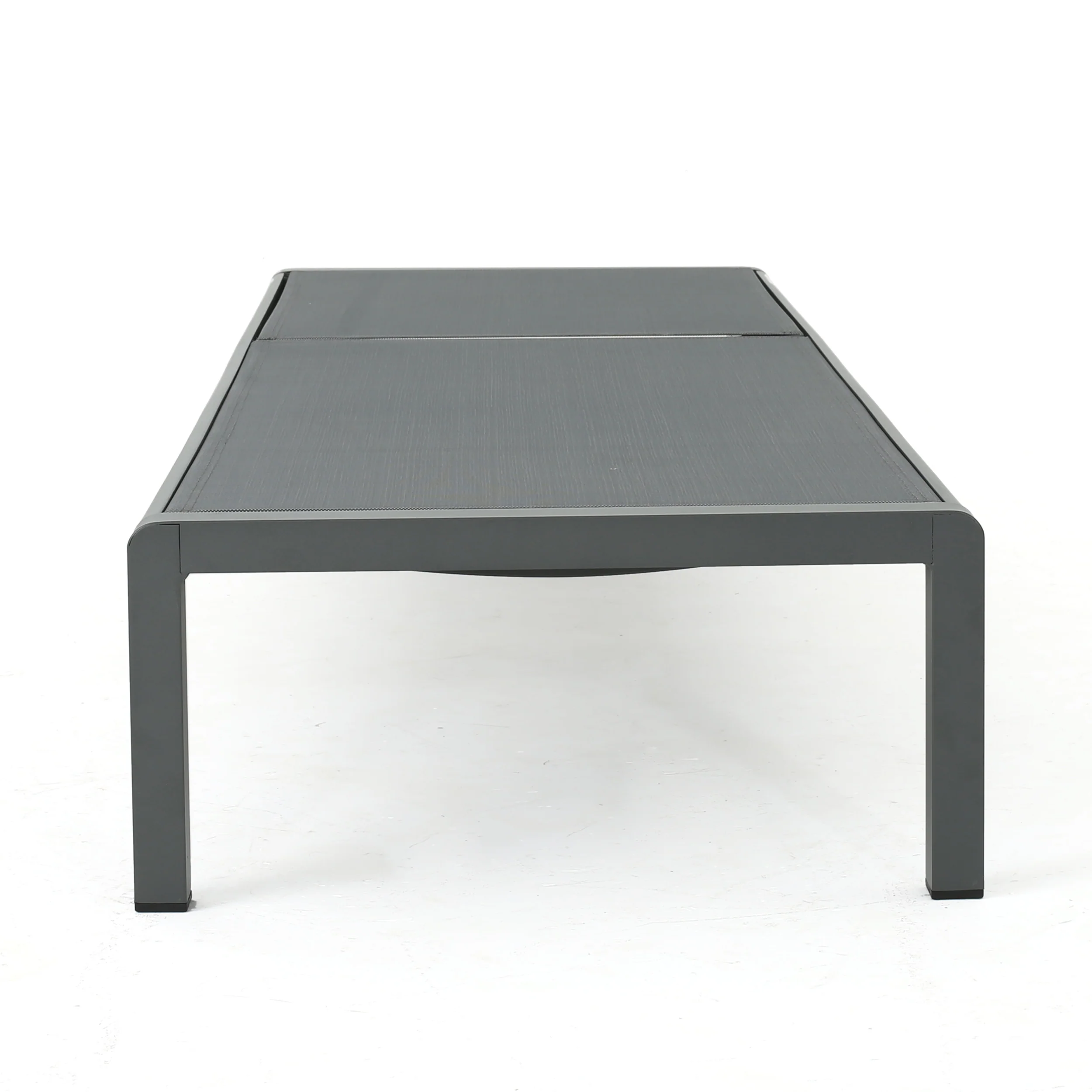 Crested Bay Outdoor Grey Aluminum Chaise Lounge with Dark Grey Mesh Seat - furnishings