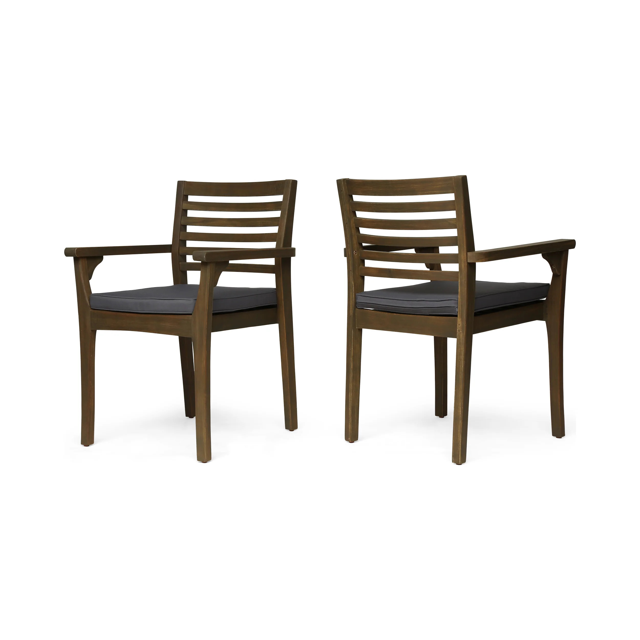 Esther Patio Dining Chairs, Acacia Wood and Outdoor Cushions - furnishings