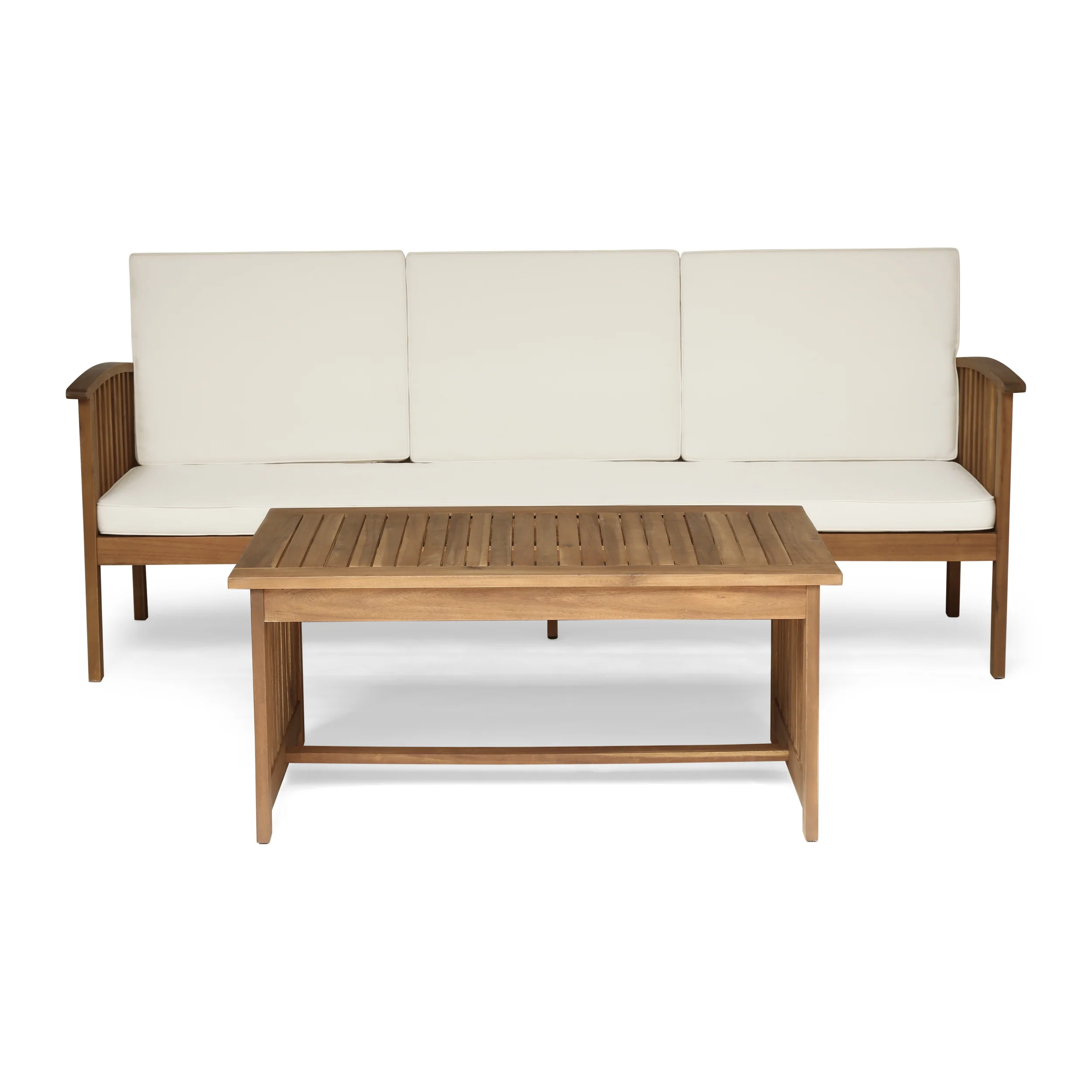 Giles Edward Outdoor Acacia Wood Sofa and Coffee Table Set - furnishings