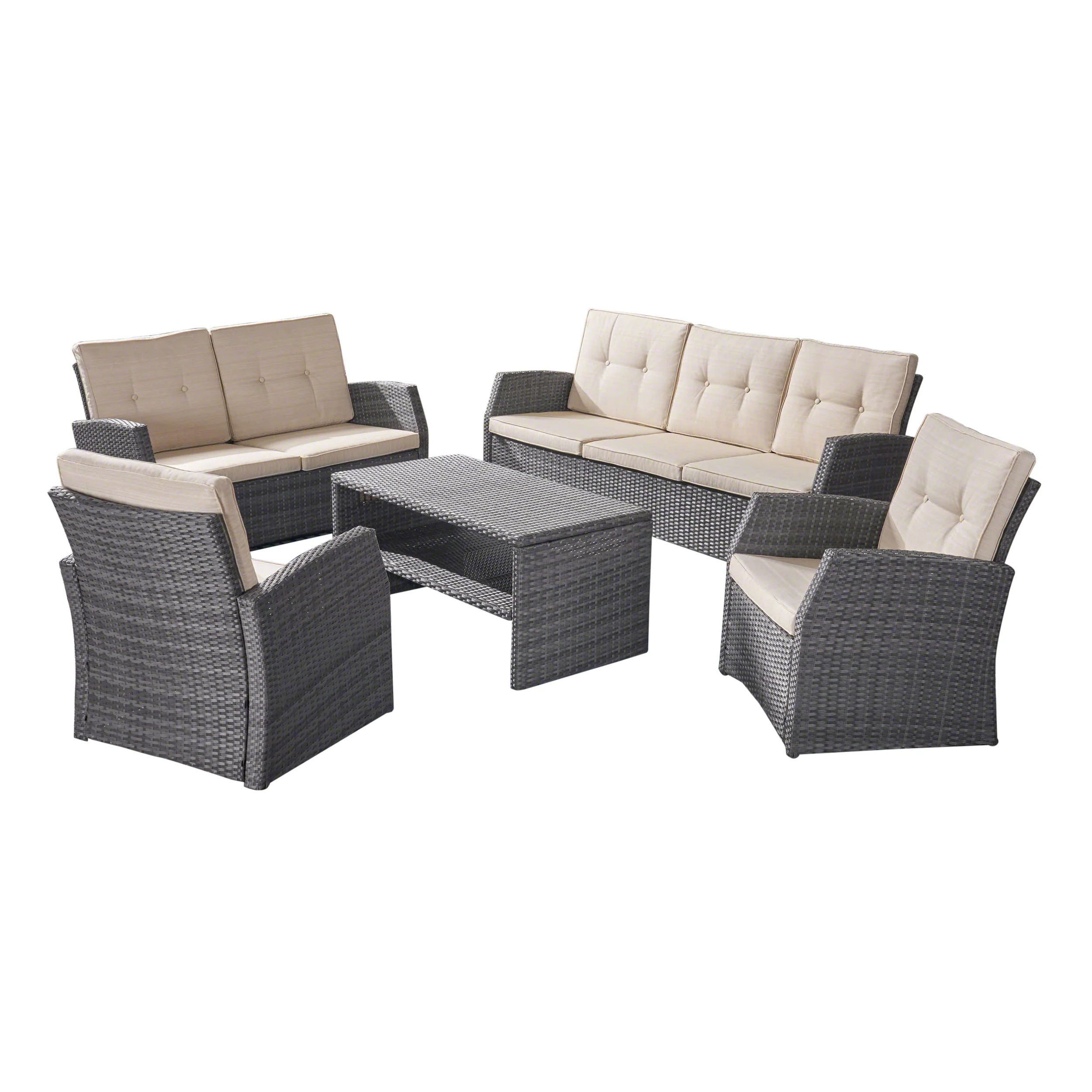 Roswell Outdoor 7 Seater Wicker Chat Set - furnishings