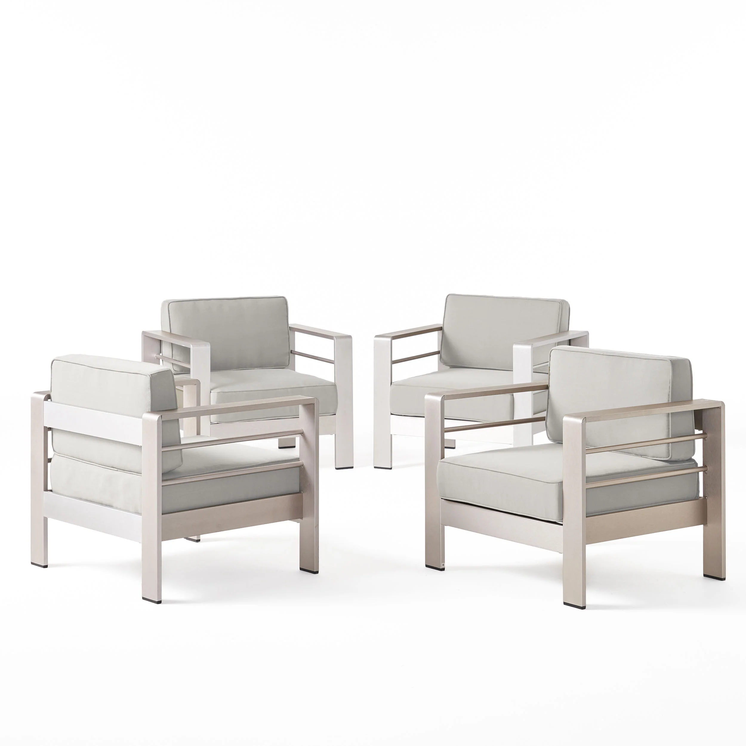 Edward Coral Outdoor Aluminum Club Chairs with Cushions (Set of 4) - furnishings