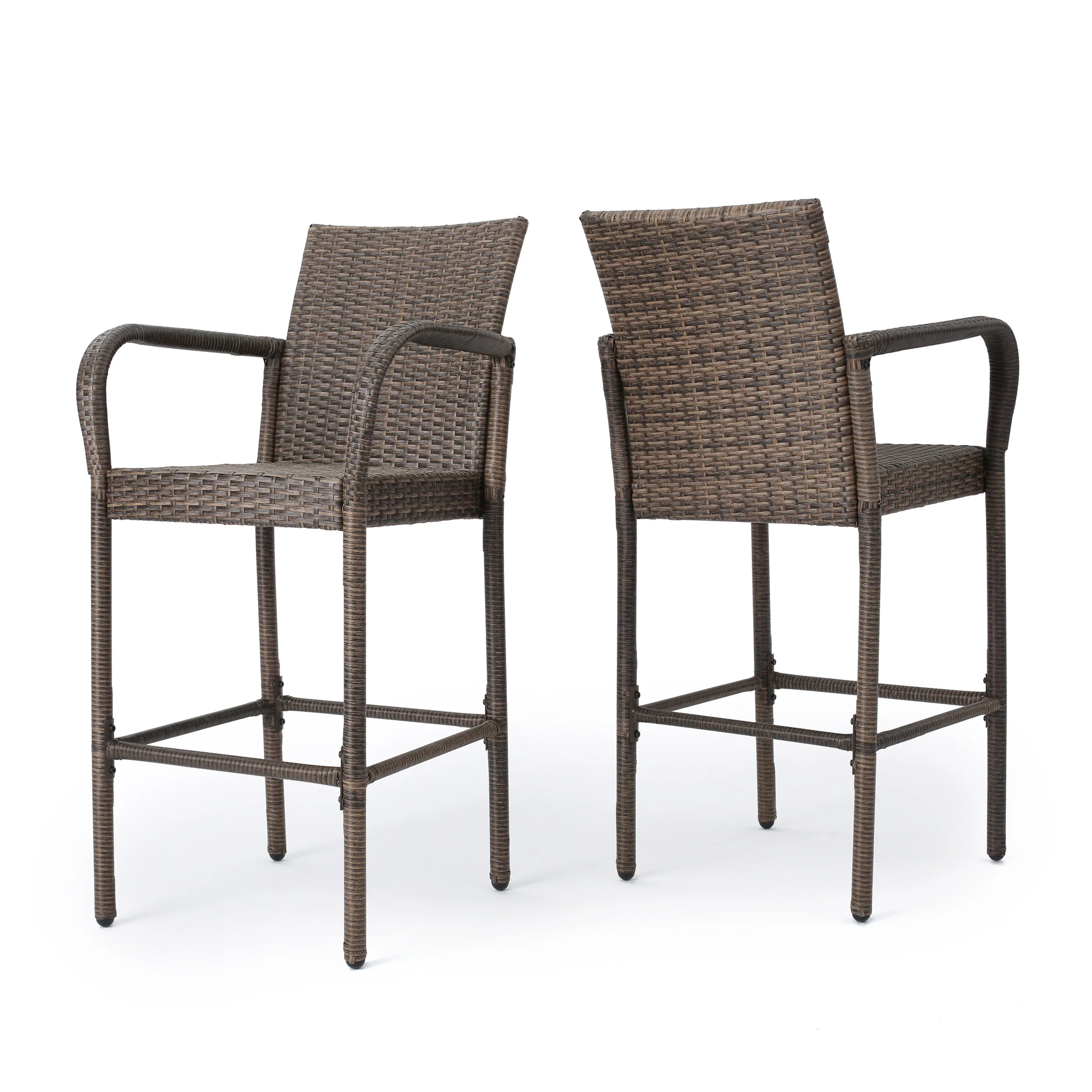 Conquista 30-Inch Outdoor Mix Mocha Wicker Barstool - furnishings