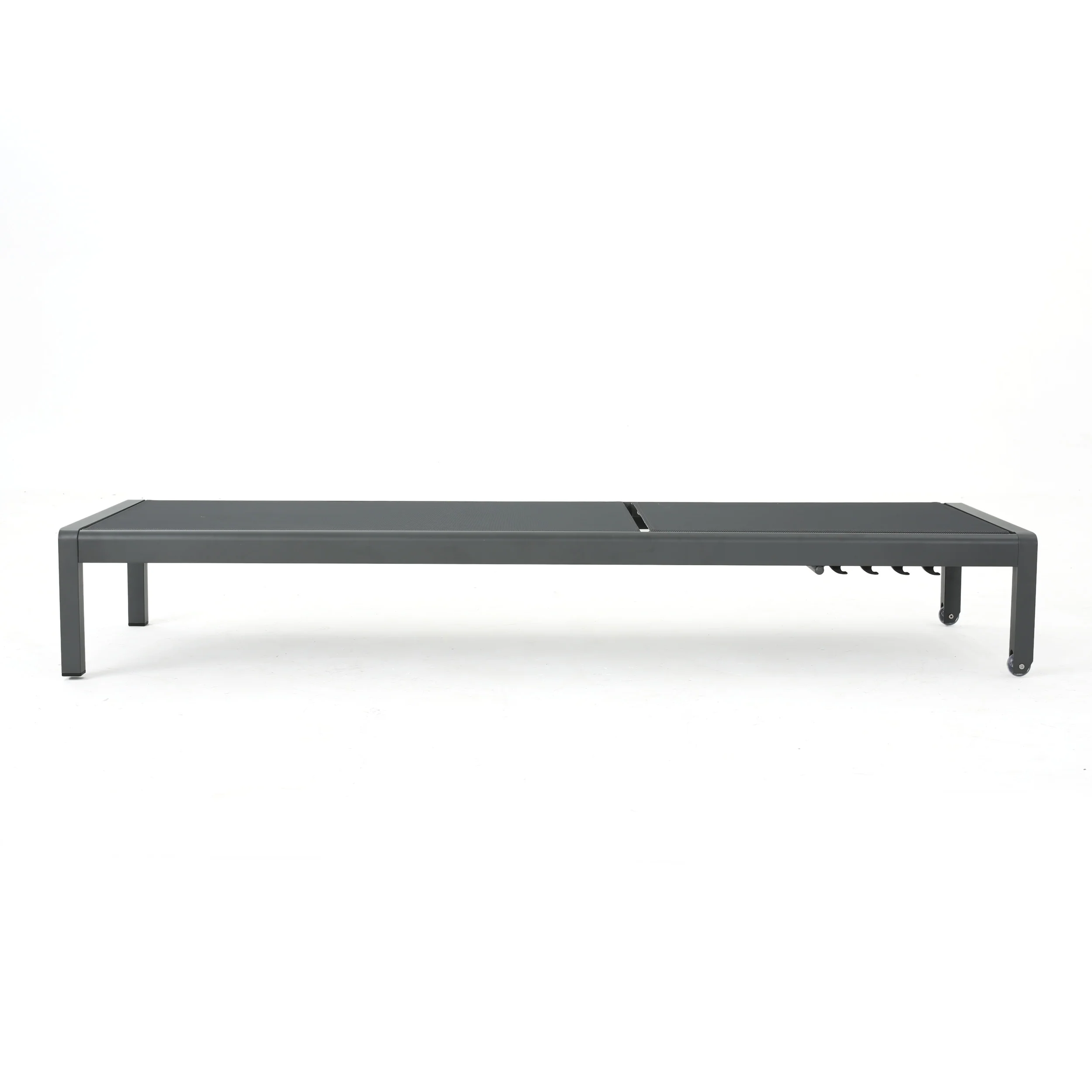 Crested Bay Outdoor Grey Aluminum Chaise Lounge with Dark Grey Mesh Seat - furnishings