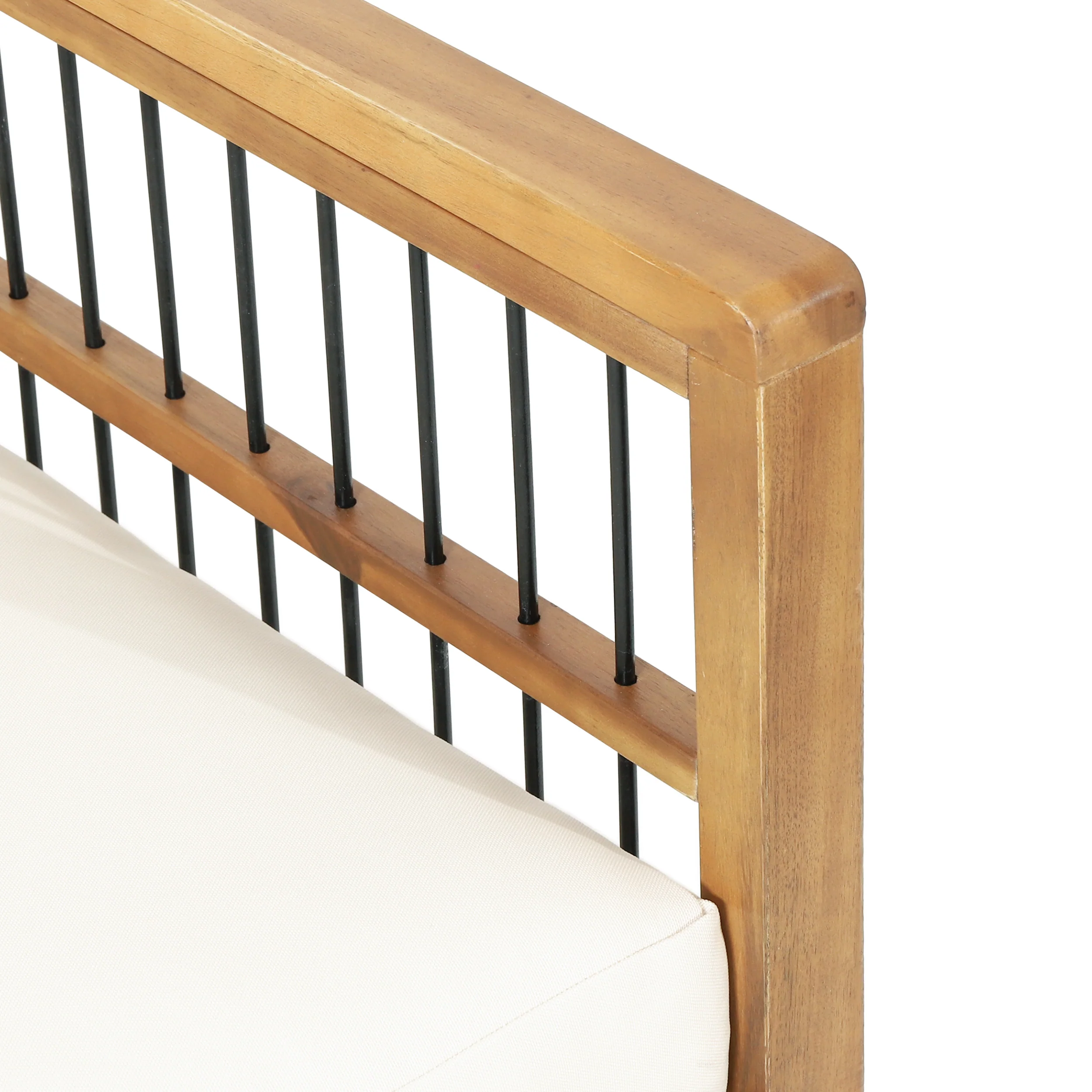Sagewood Outdoor Acacia Wood Chat Set with Cushions, Teak and Beige - furnishings