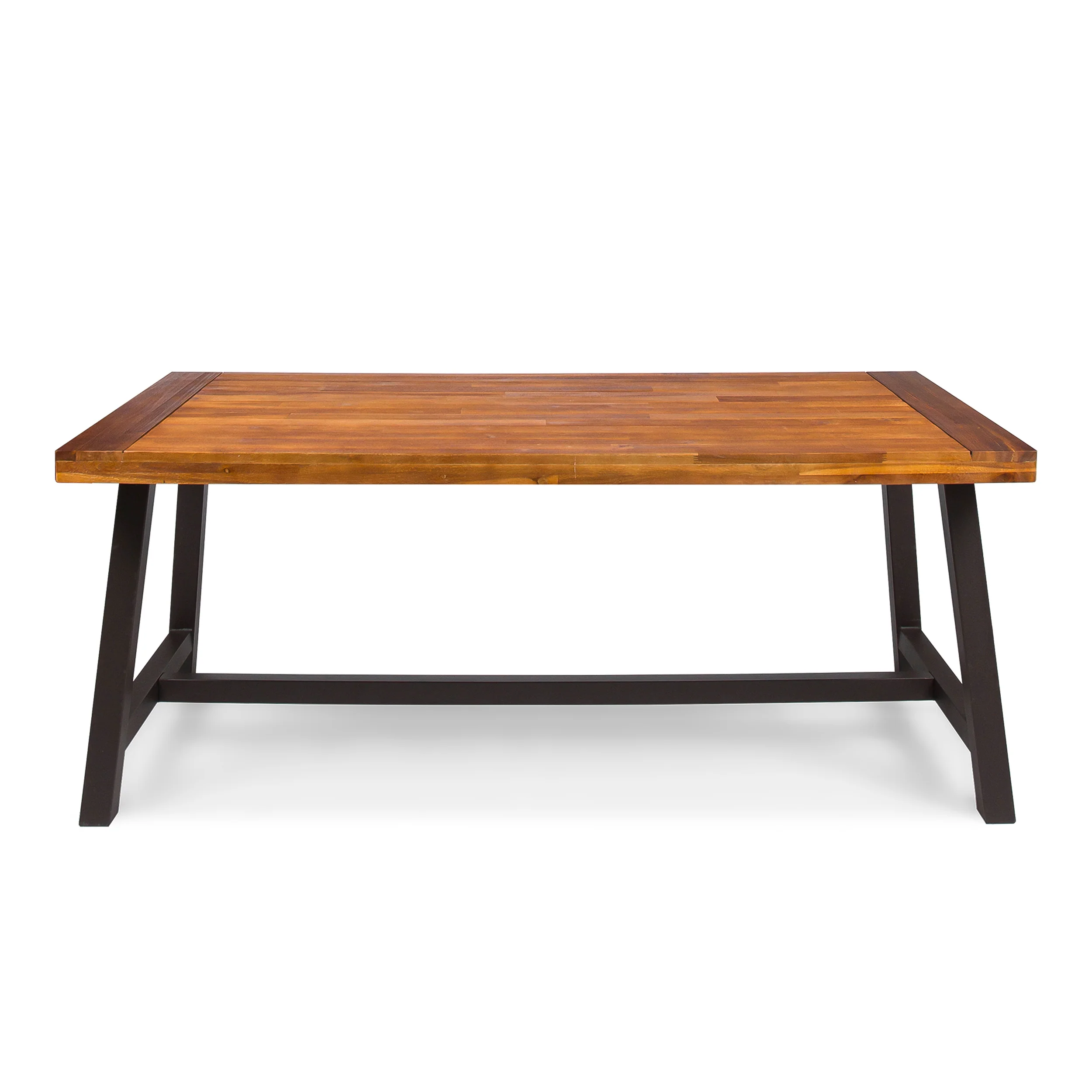 Carlie Outdoor Sandblast Finished Dining Table with Iron Legs - furnishings
