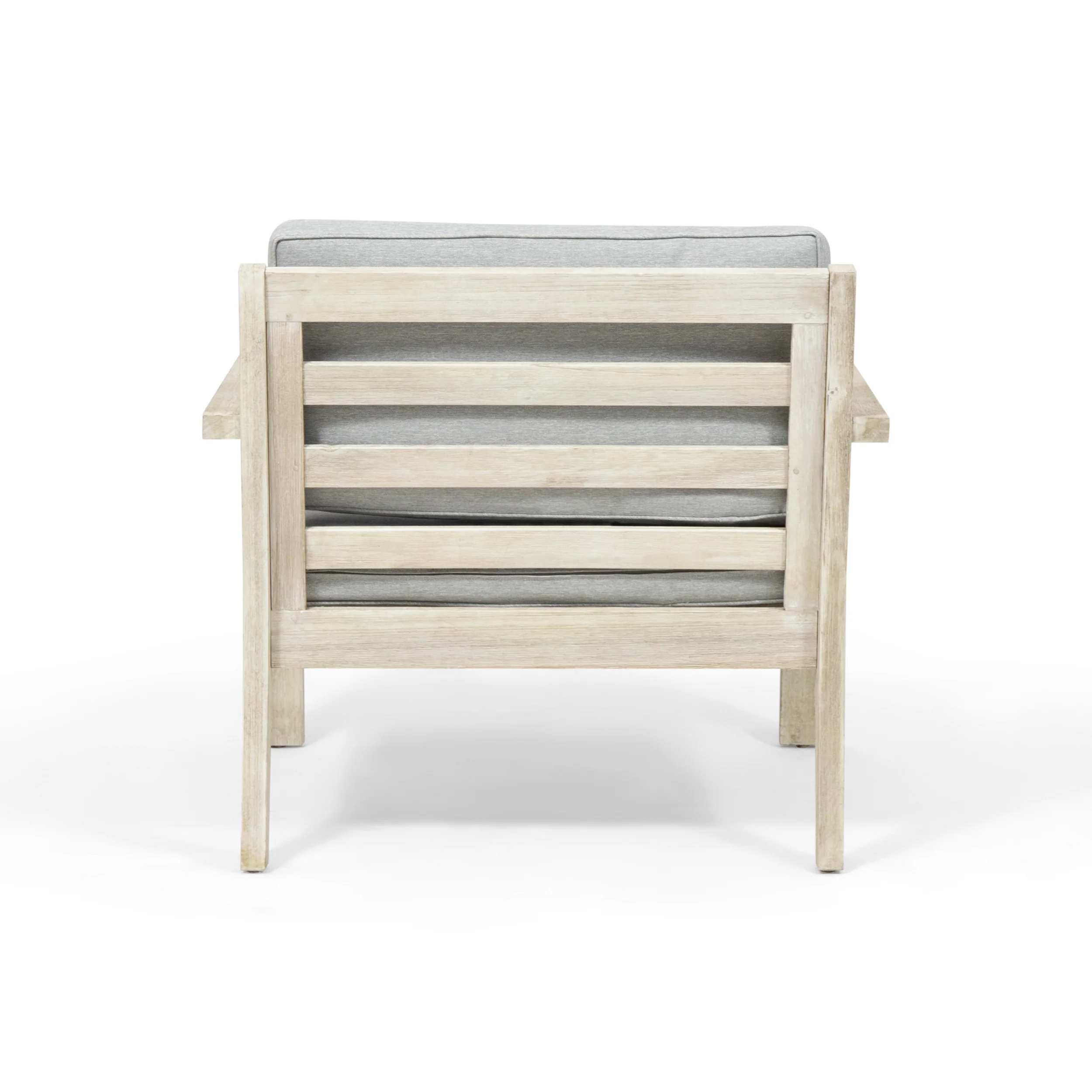 Ben Outdoor Acacia Wood Club Chairs with Cushions (Set of 2) - furnishings