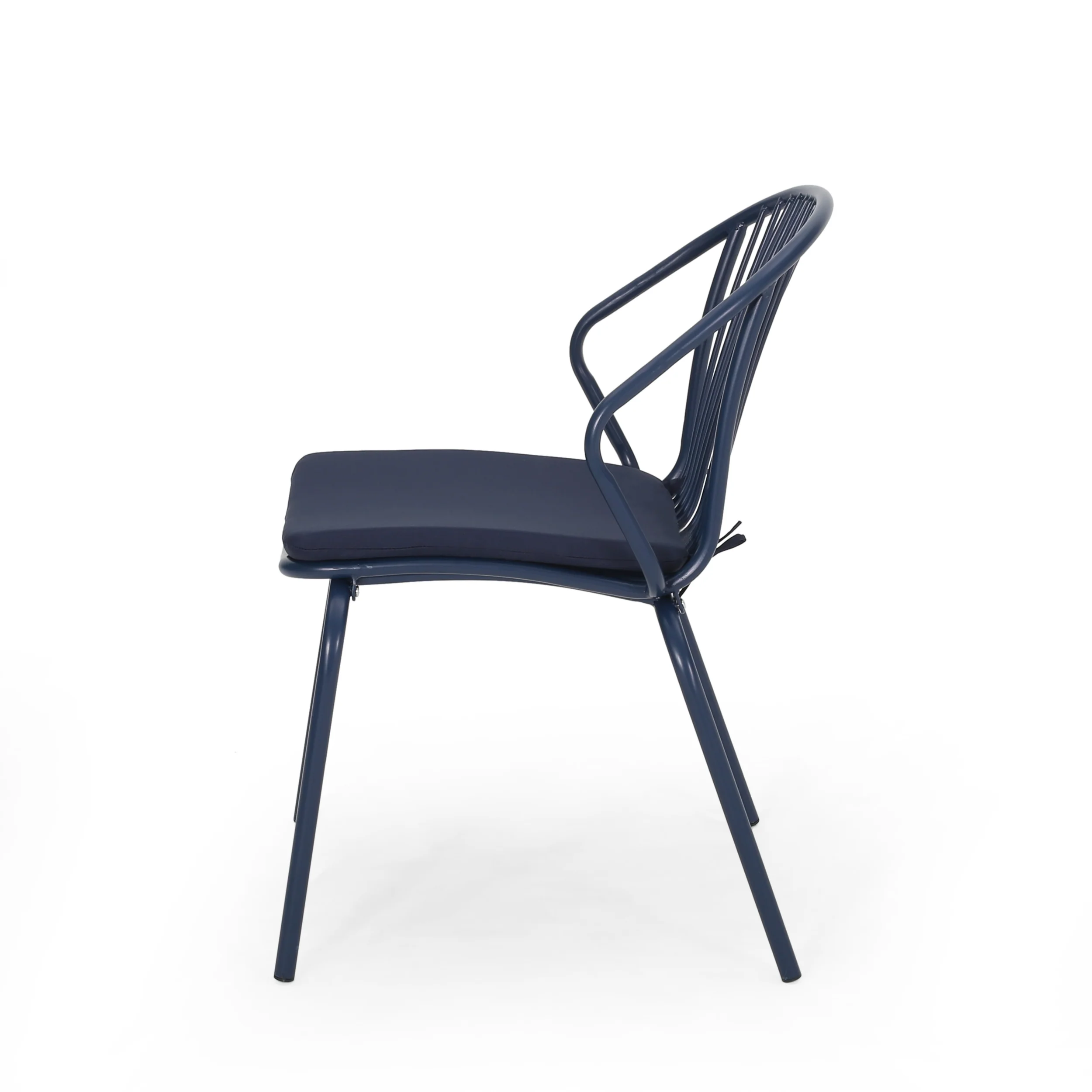 Emily Outdoor Modern Iron Club Chair with Cushion (Set of 2) - furnishings