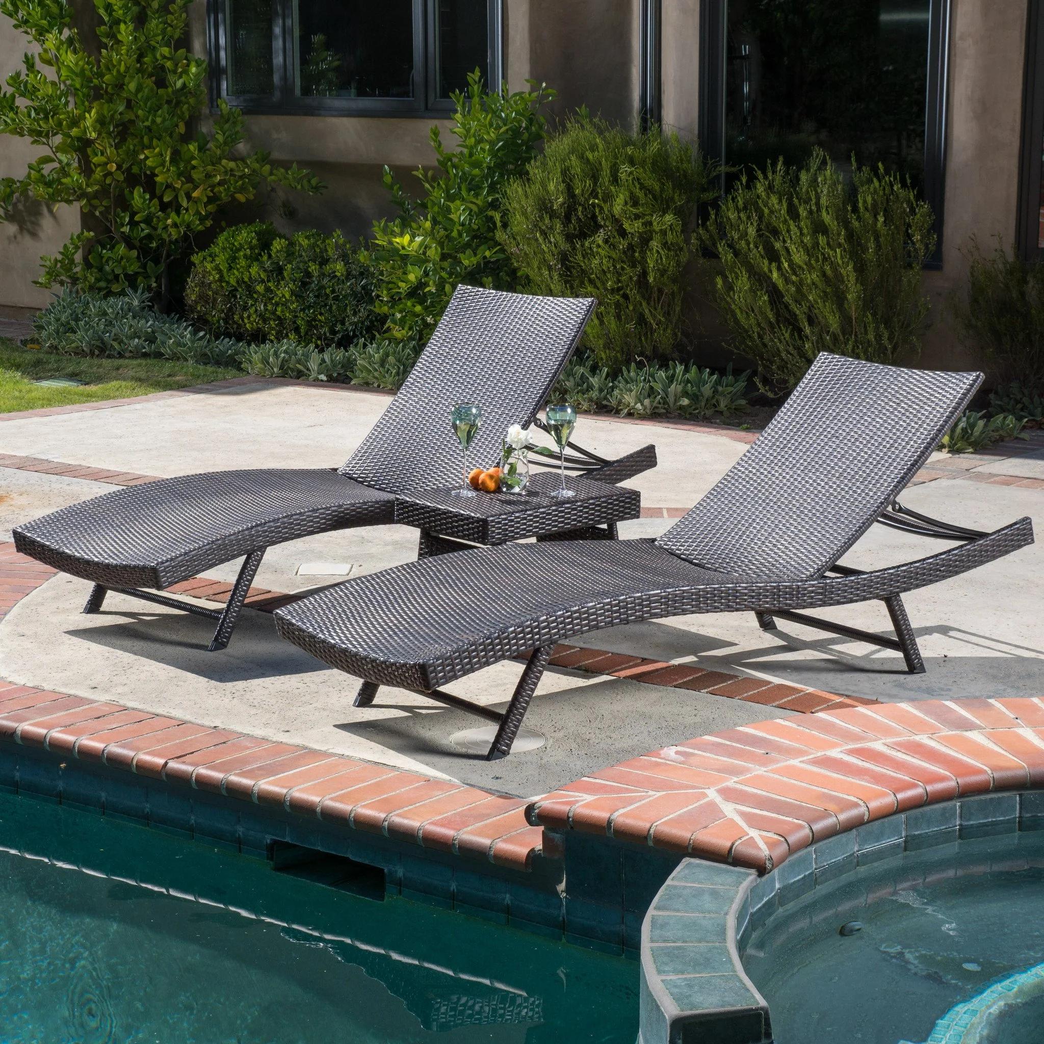 Eliana 3pc Wicker Chaise Lounge Set - furnishings