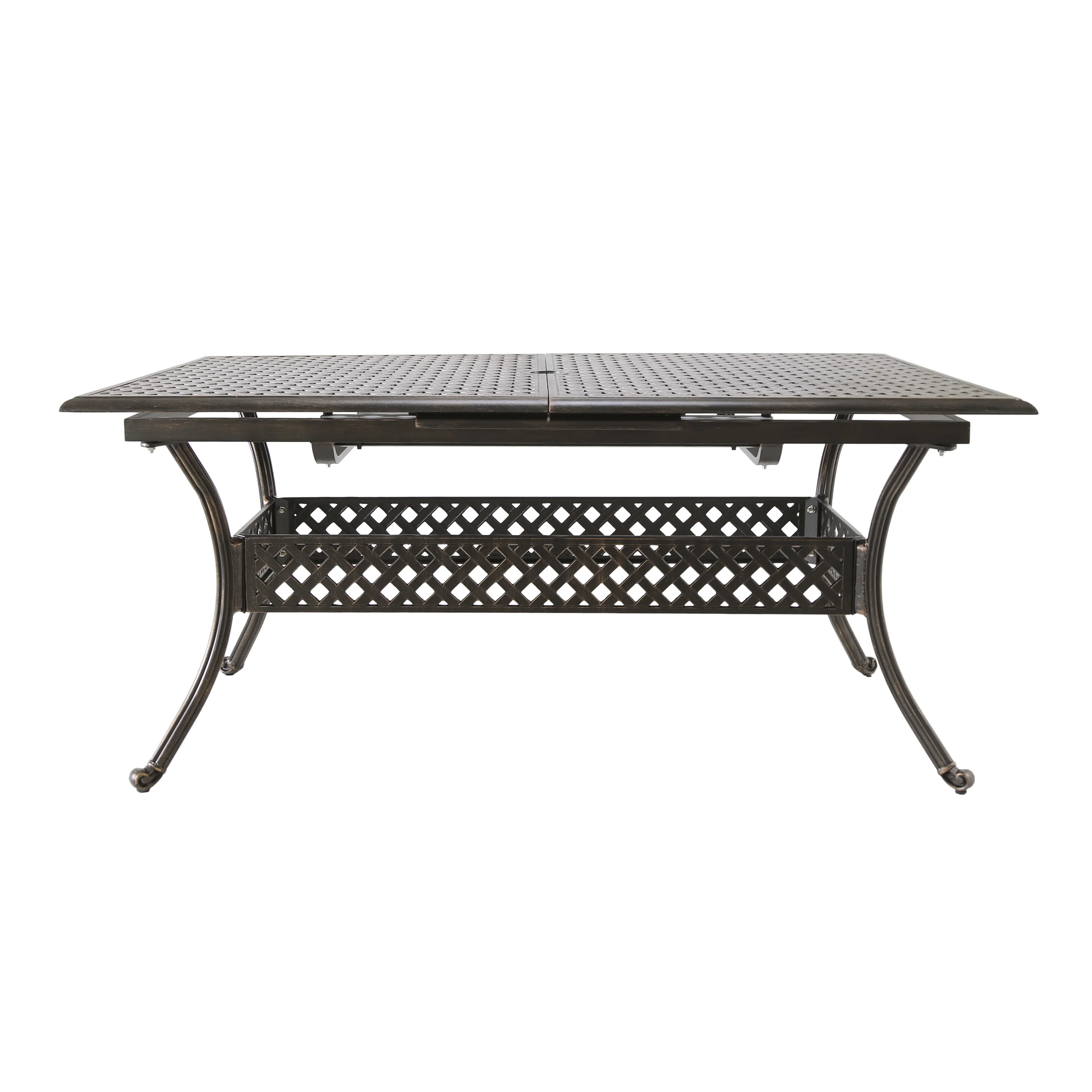 Ariel Outdoor Patina Copper Finish Expandable Dining Table - furnishings