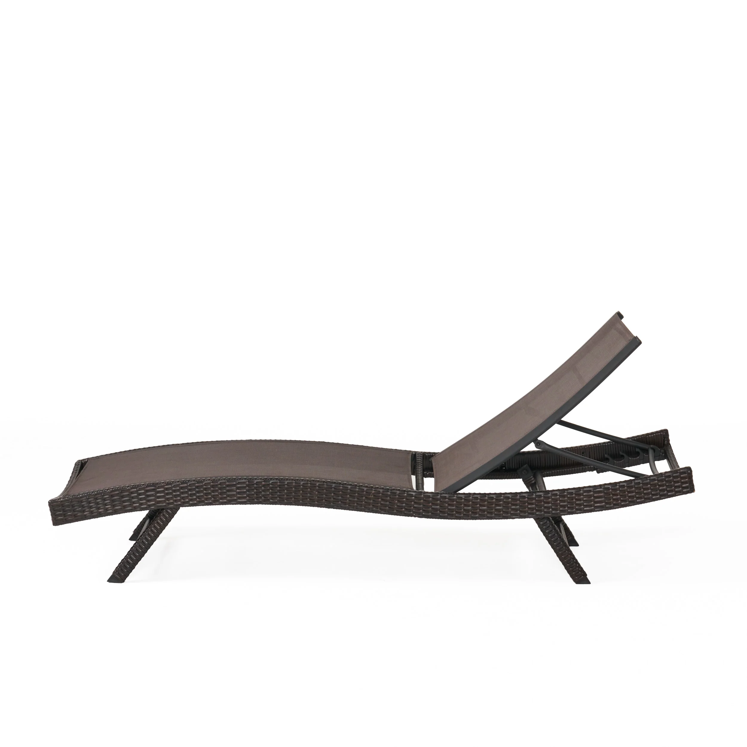 Burnham Outdoor Brown Mesh Chaise Lounge Chair - furnishings