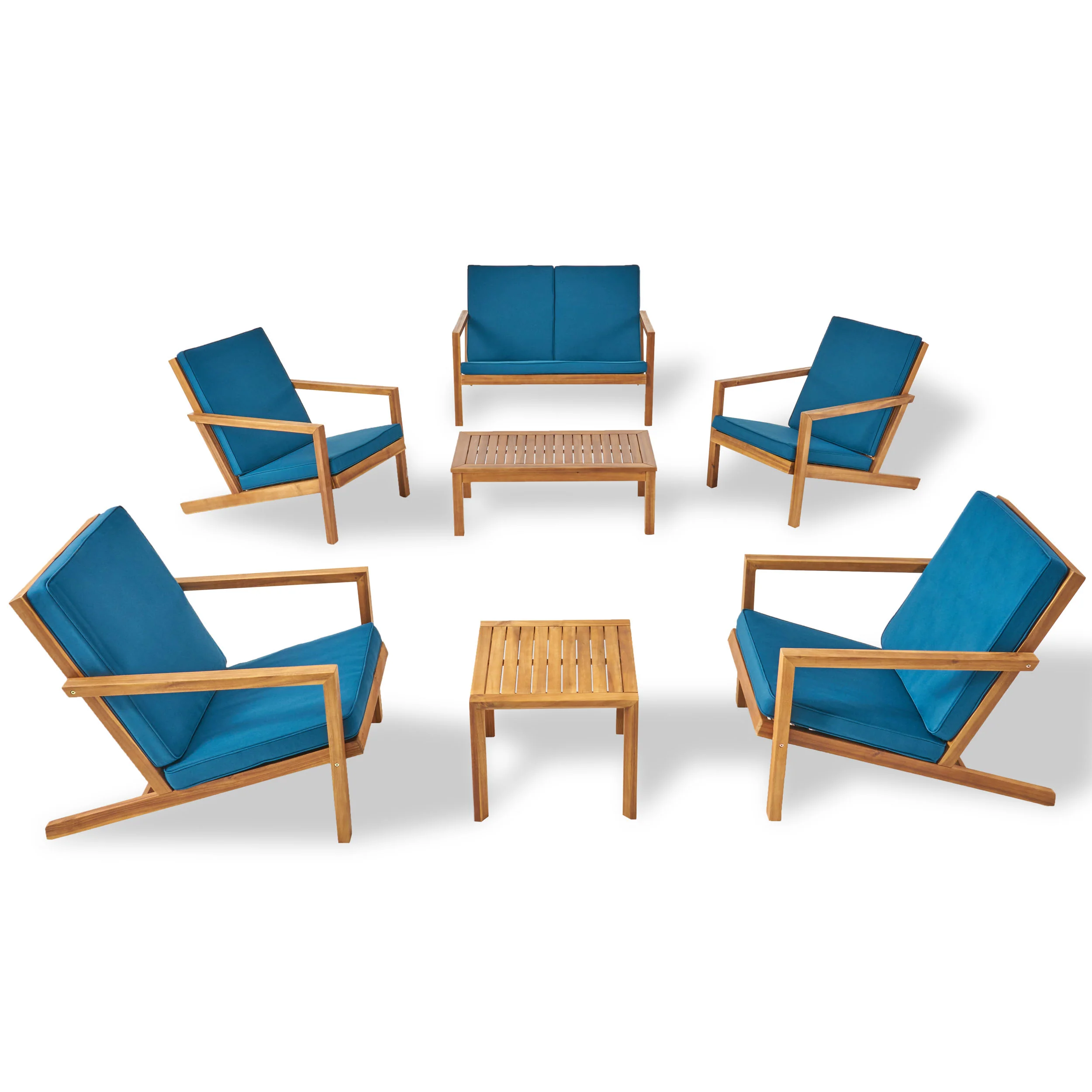 Nick Outdoor 6 Seater Acacia Wood Extended Chat Set - furnishings