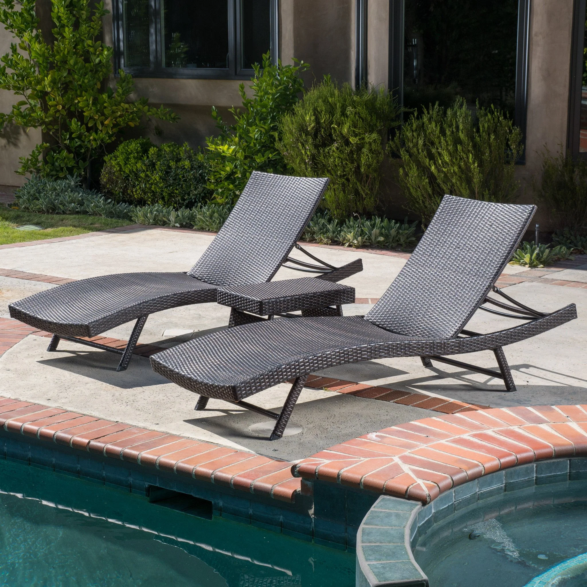 Eliana 3pc Wicker Chaise Lounge Set - furnishings