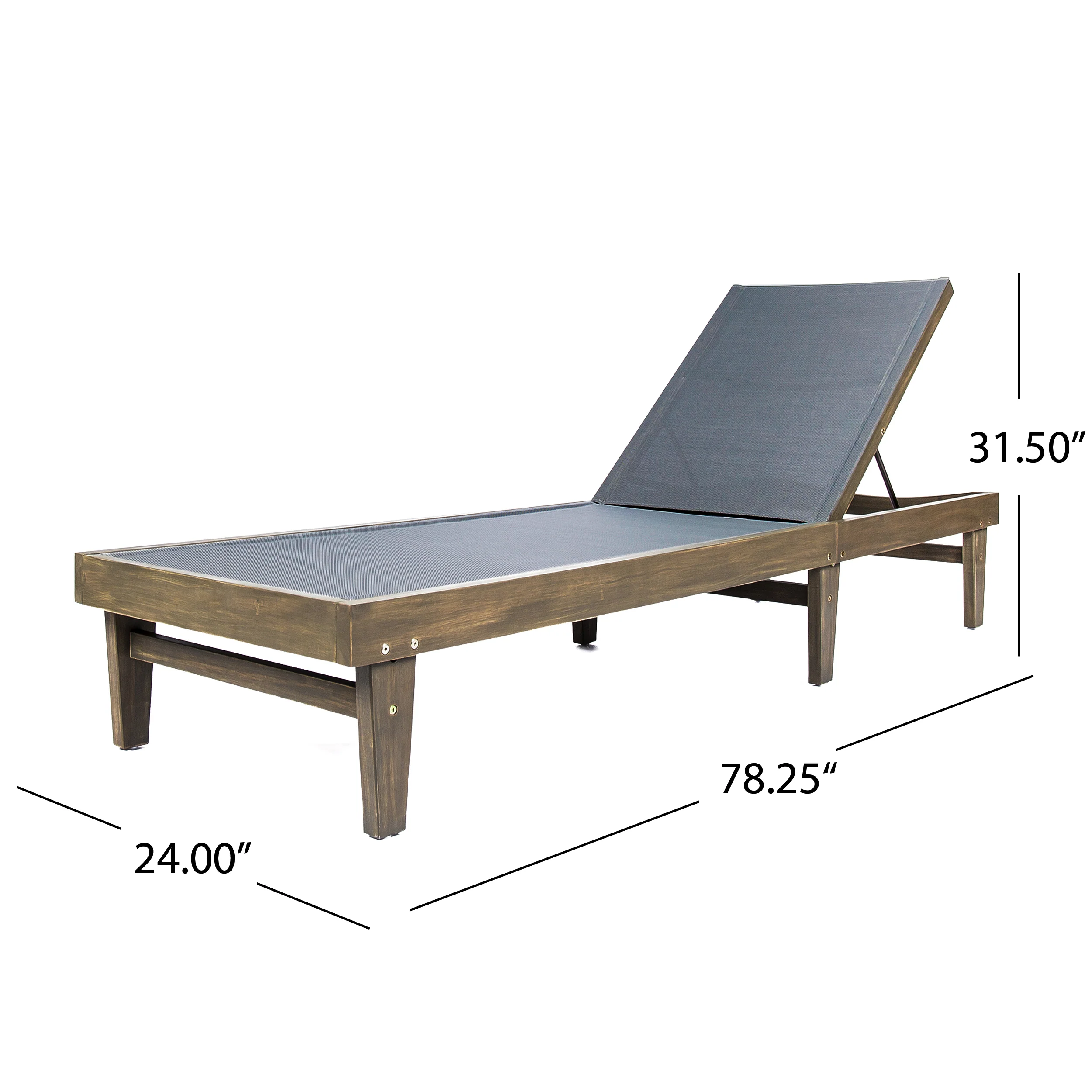Della Outdoor Mesh Chaise Lounge with Acacia Wood Frame - furnishings