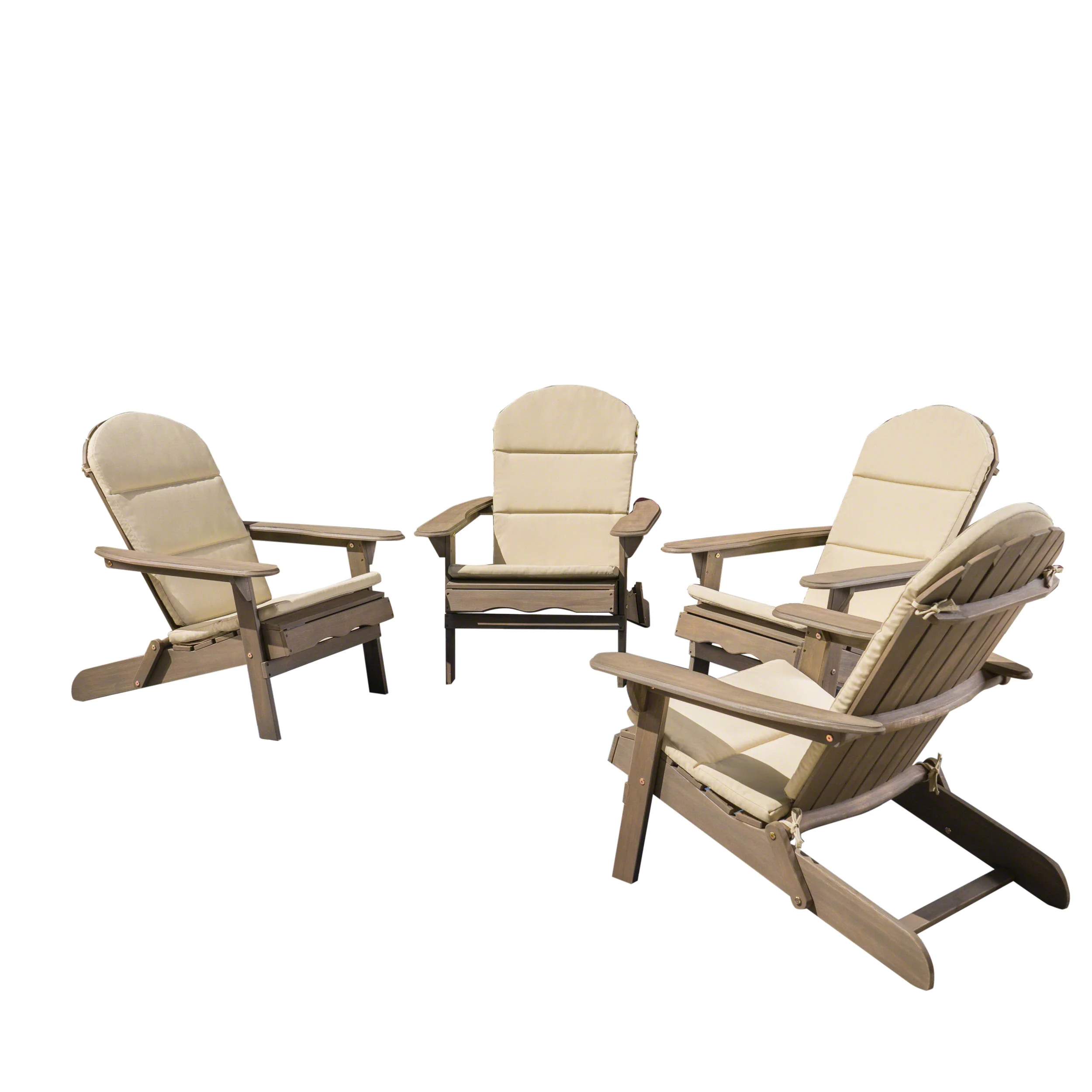 Amenda Outdoor Acacia Wood Folding Adirondack Chairs with Cushions - furnishings