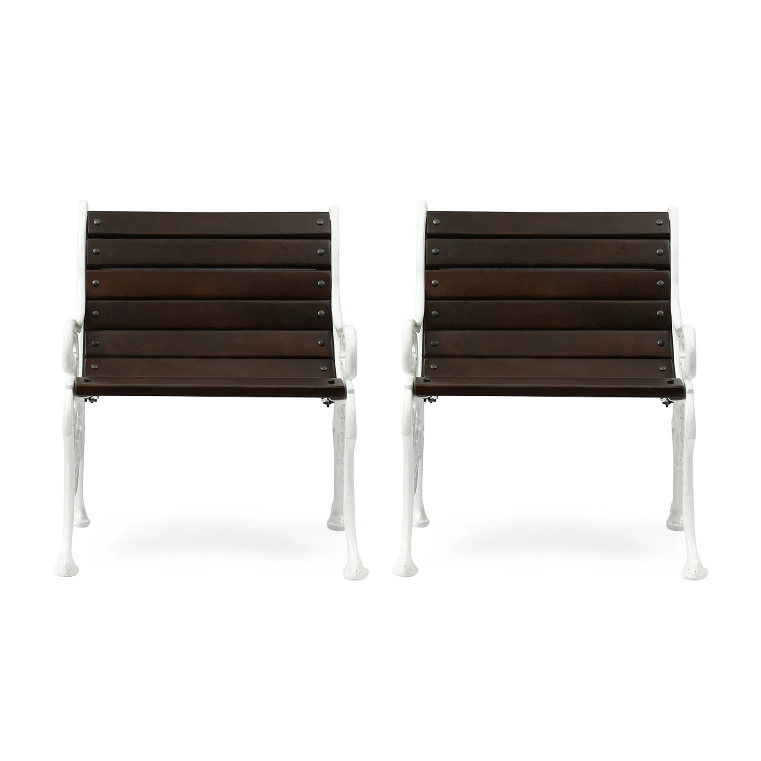 Judith Outdoor Handcrafted Mango Wood Chair, Set of 2, Rustic Brown and White - furnishings