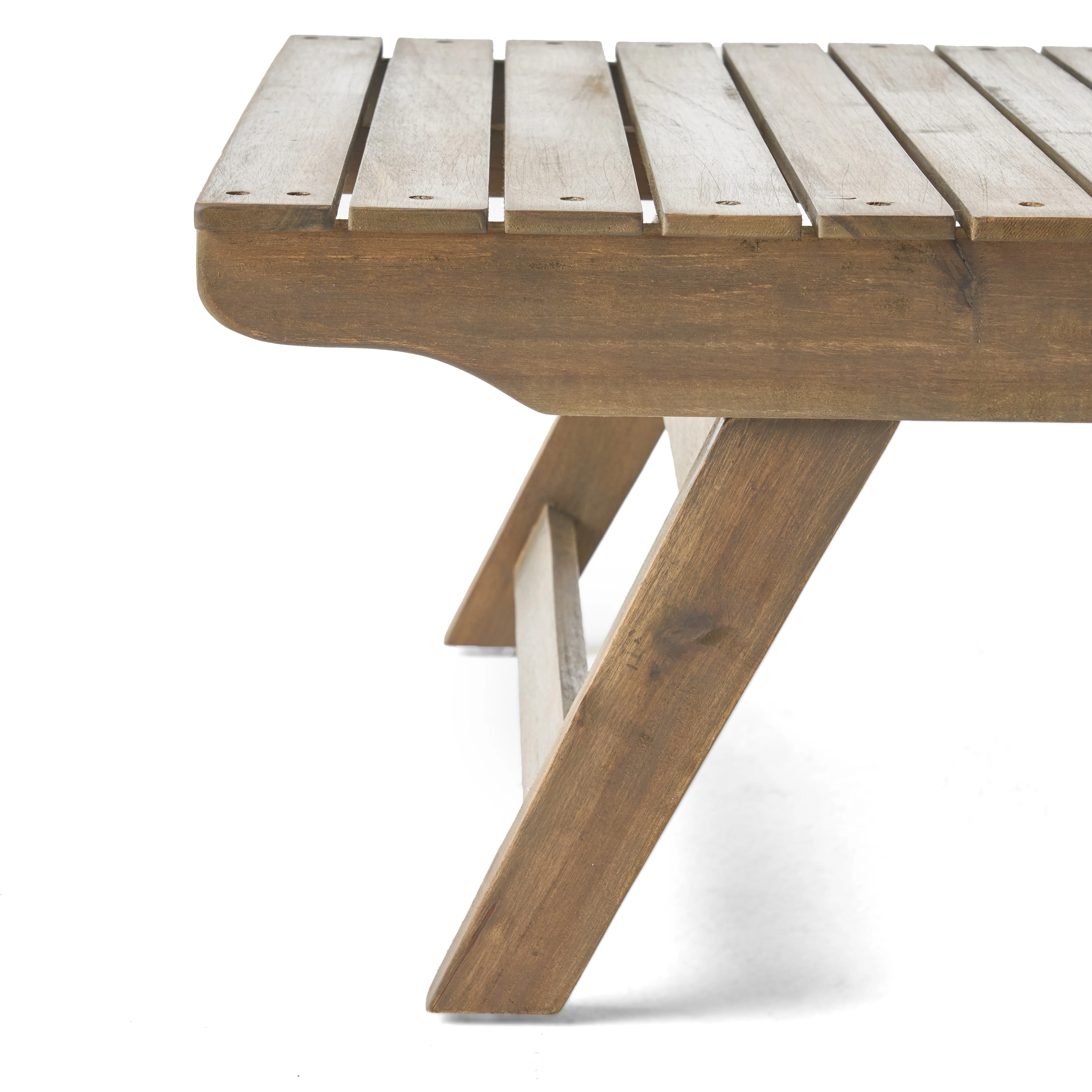 Enid Outdoor 2 Seater Acacia Wood Loveseat and Coffee Table Set - furnishings