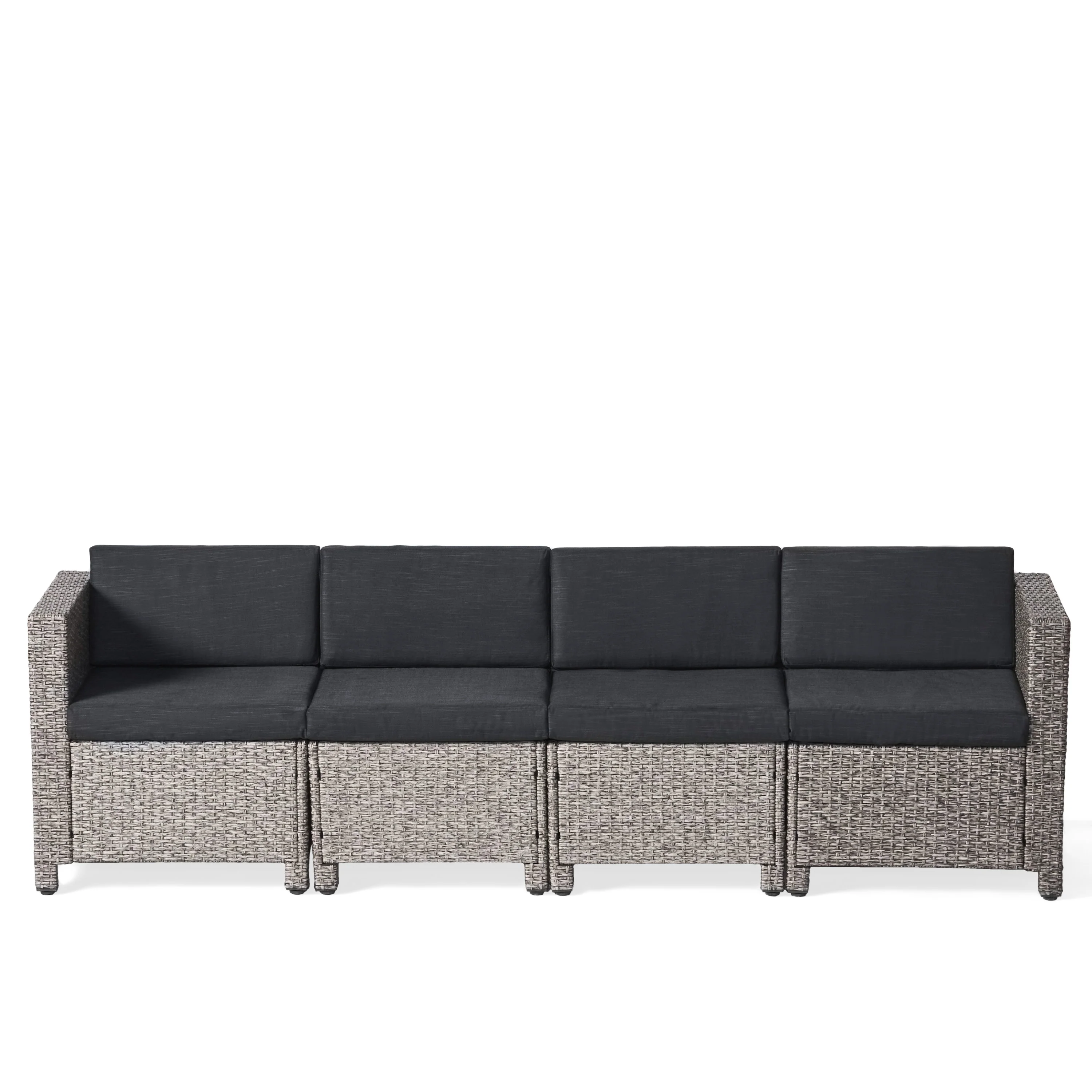 Venice Outdoor Wicker 4 Seater Sectional Sofa with Cushions - furnishings