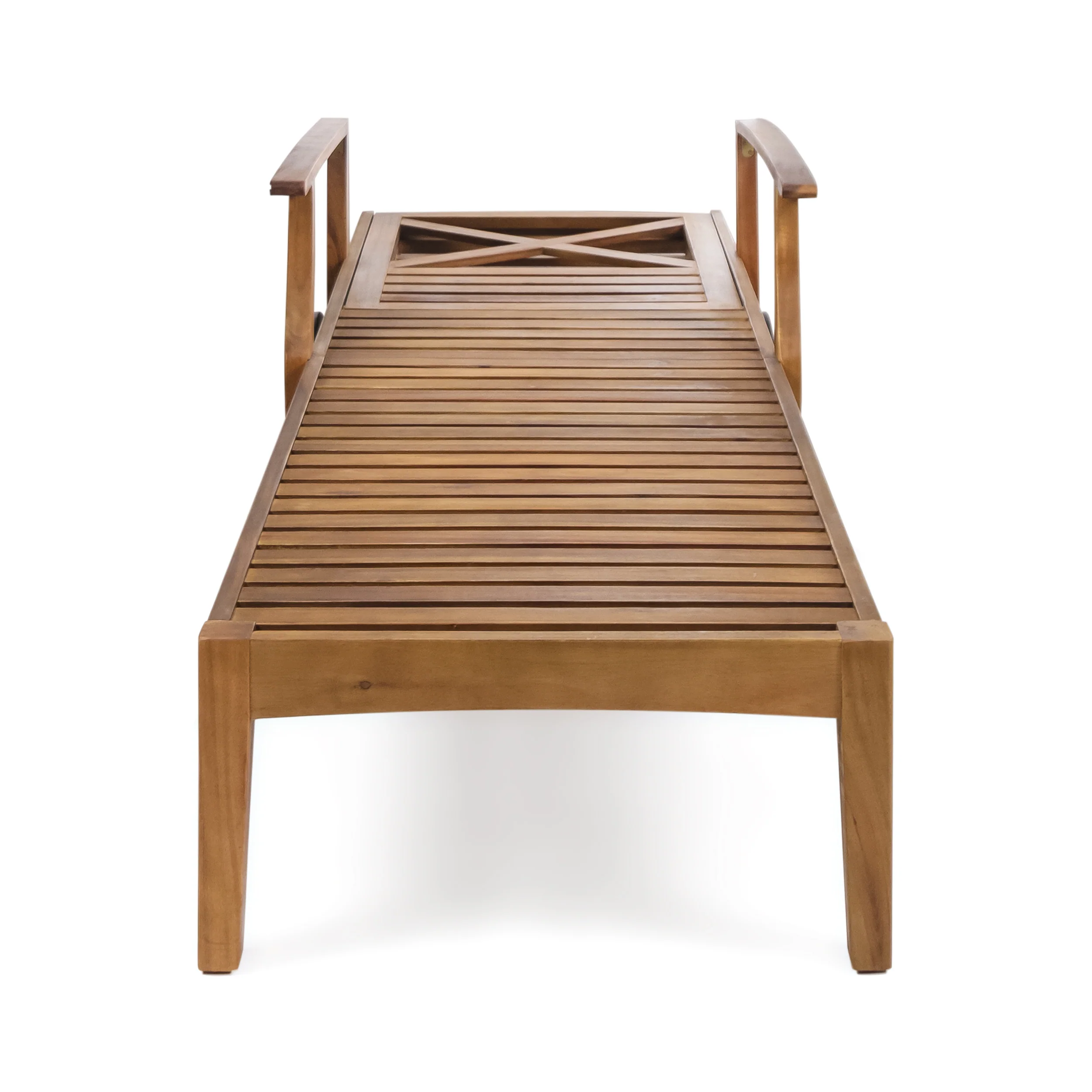 Thalia Outdoor Teak Finished Acacia Wood Chaise Lounge - furnishings