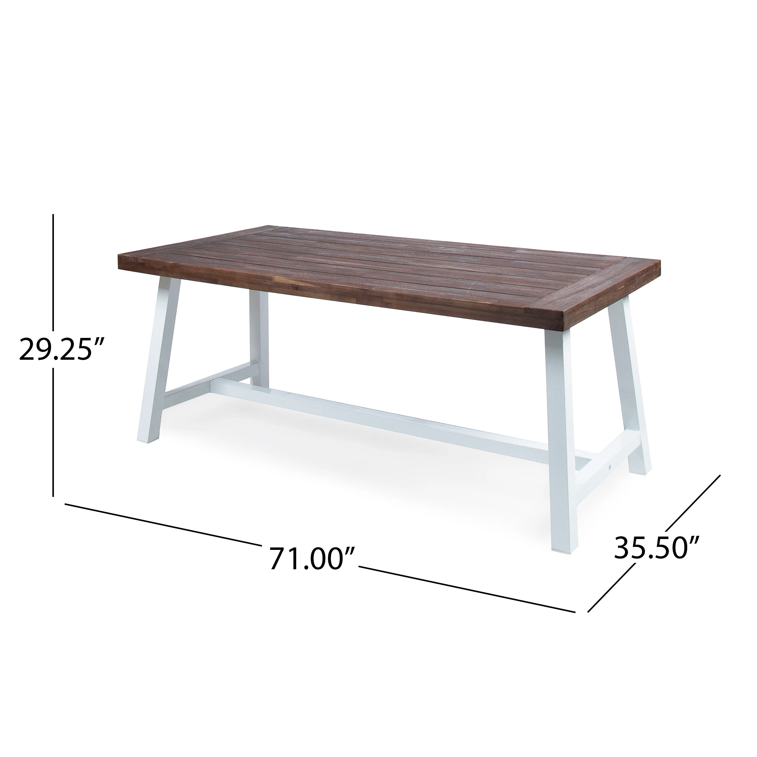 Bowman Outdoor Sandblast Finish Acacia Wood Dining Table with Metal Finish Frame - furnishings