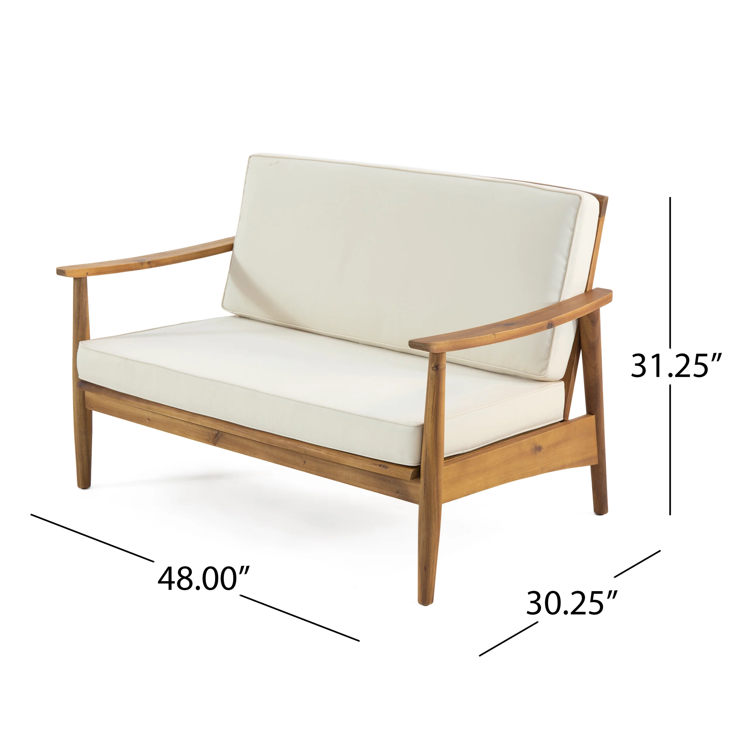 Emmry Outdoor Acacia Wood Loveseat Set with Coffee Table - furnishings