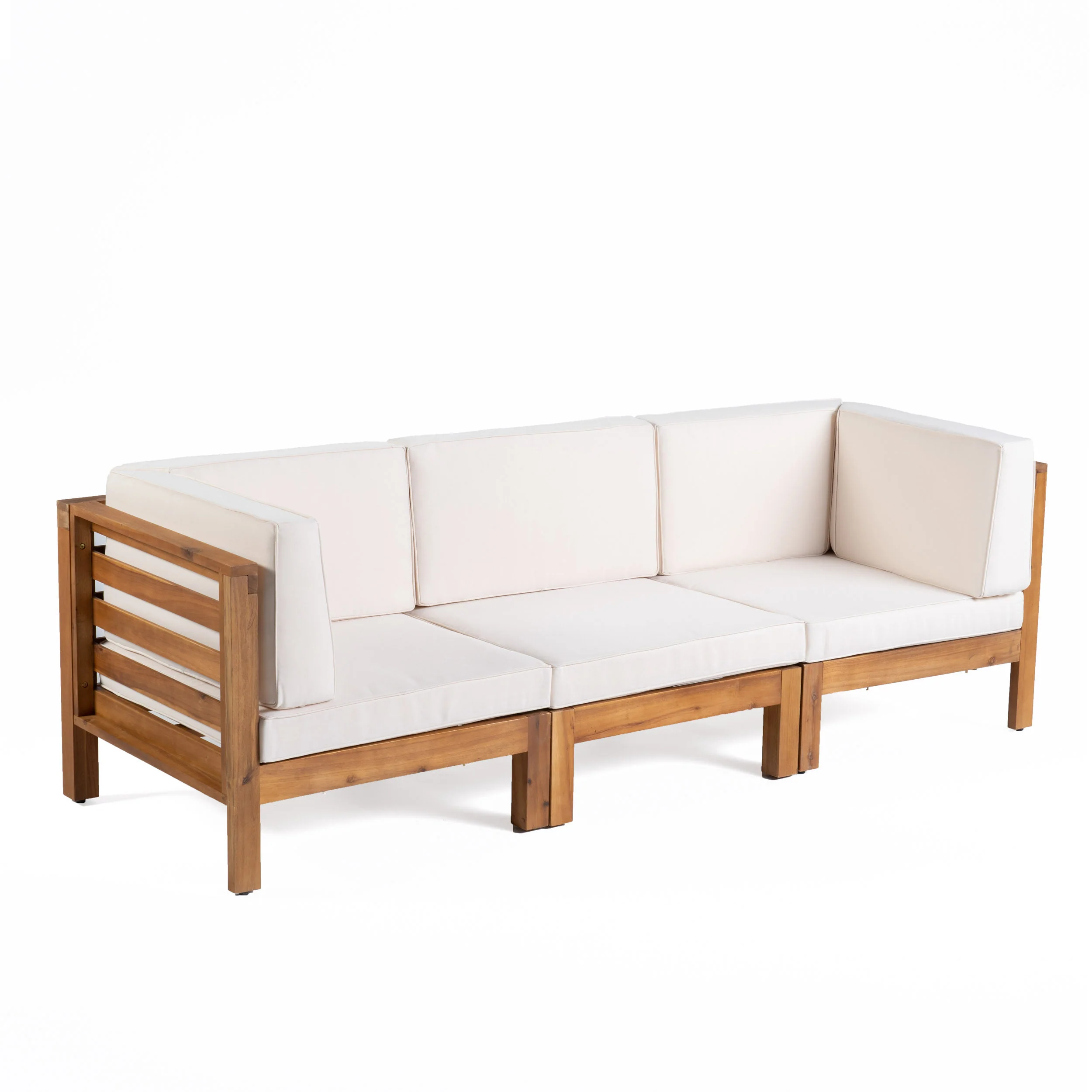 Dawson Outdoor Sectional Sofa Set - 3-Seater - Acacia Wood - Outdoor Cushions - furnishings