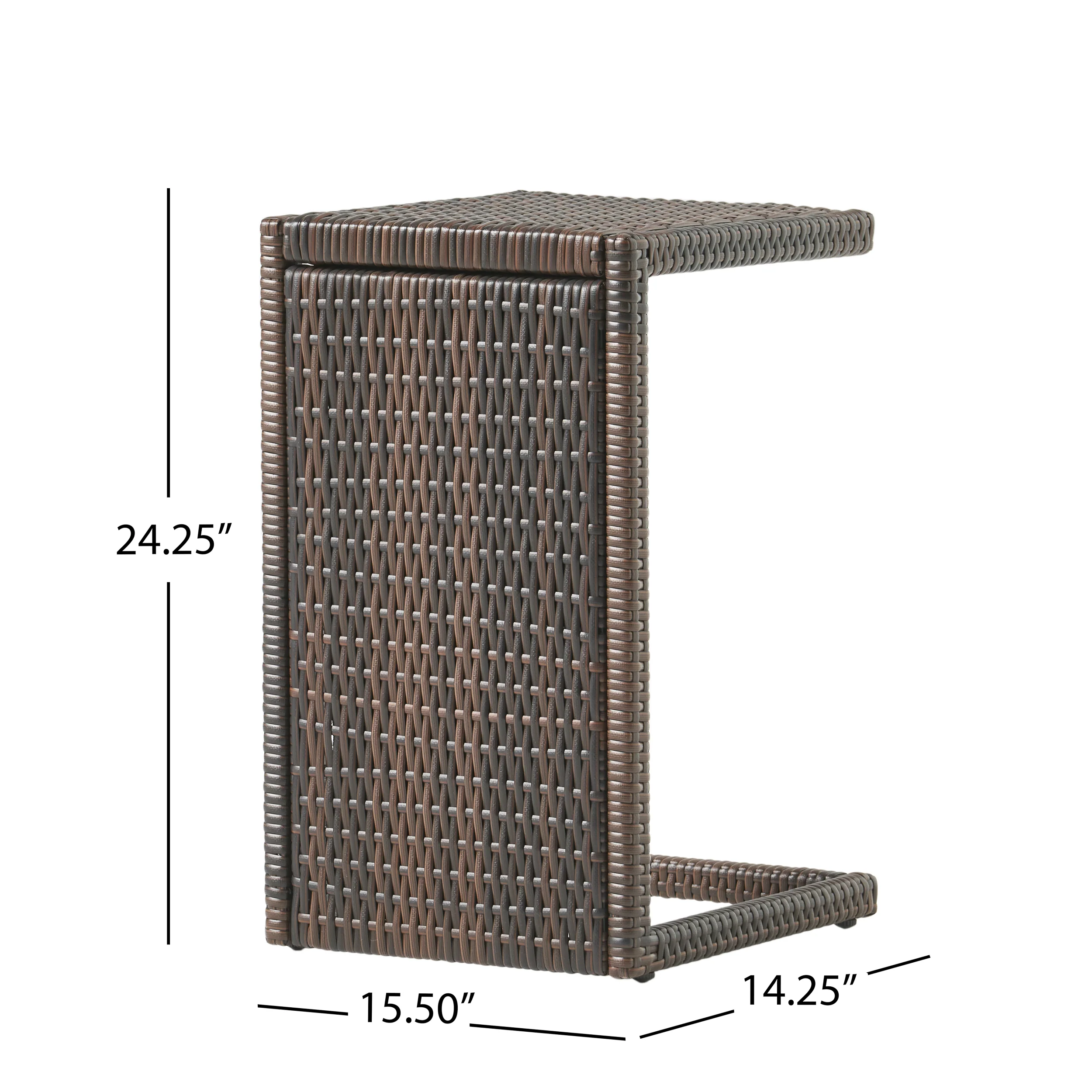 Modern Multi-Brown Wicker Chaise Lounge Set with C-Shaped End Table - furnishings