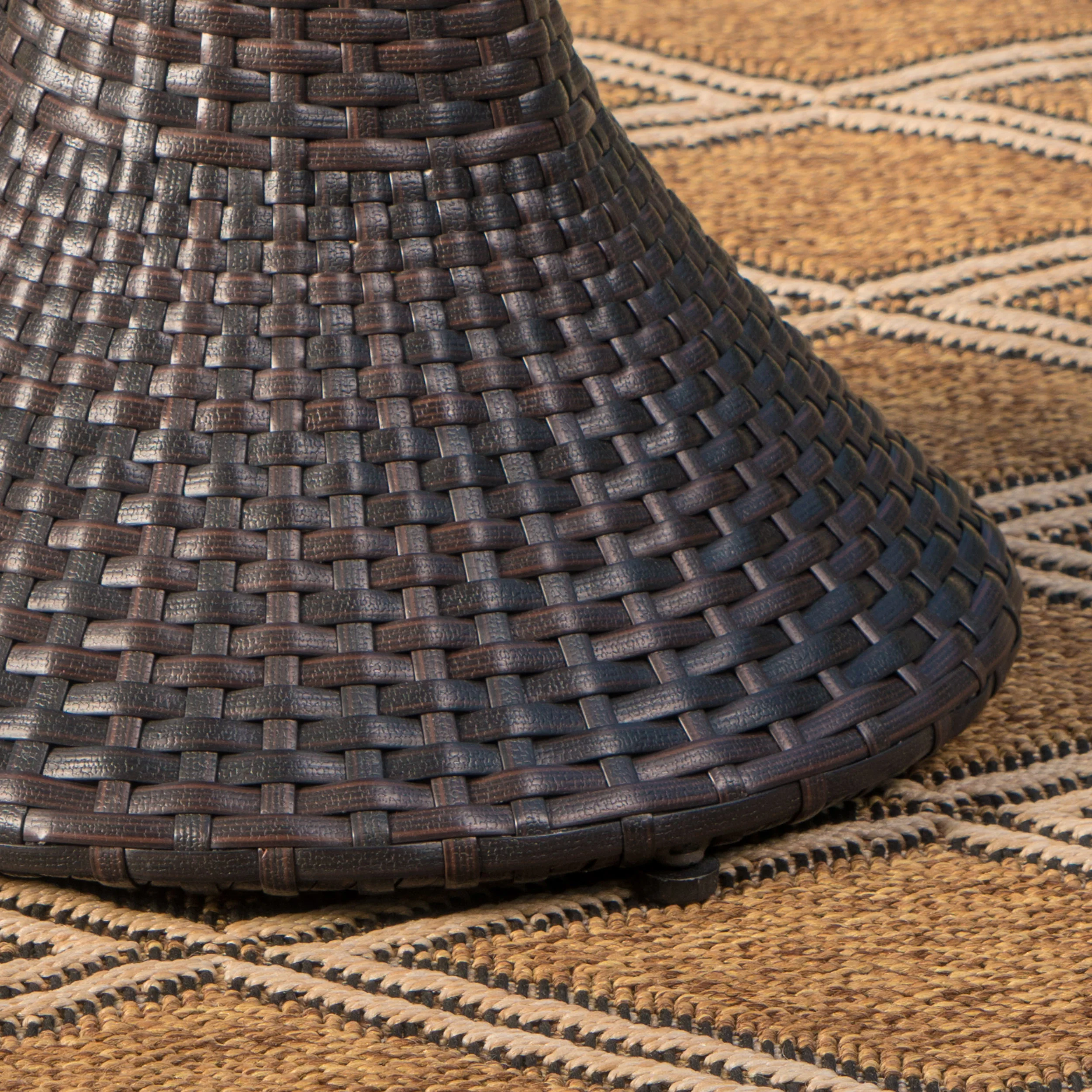 Landing Outdoor 3 Piece Multi-Brown Wicker Chat Set with Stacking Chairs - furnishings