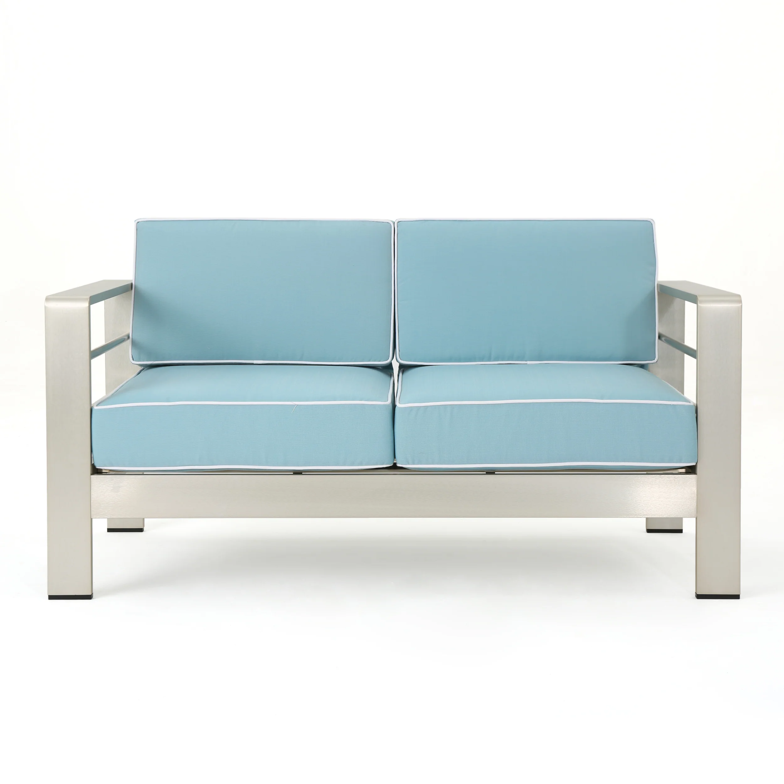 Crested Bay Outdoor Aluminum Loveseat and Coffee Table Set - furnishings