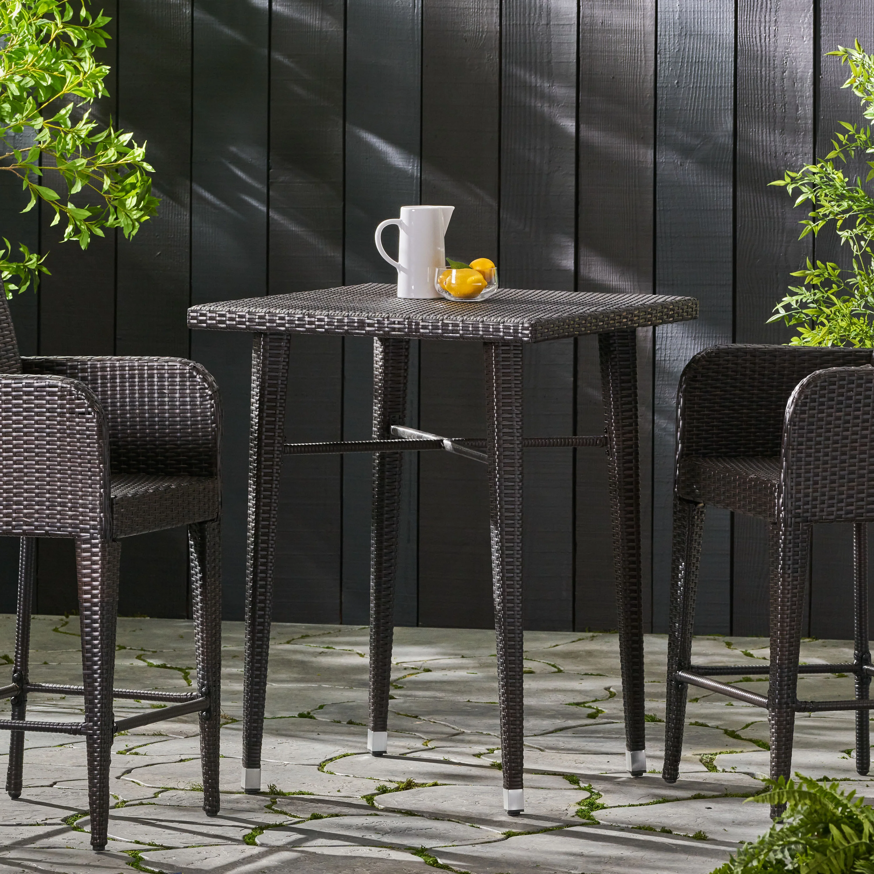 Dom Outdoor 32.5 Inch Square Multi-brown Wicker Bar Table - furnishings