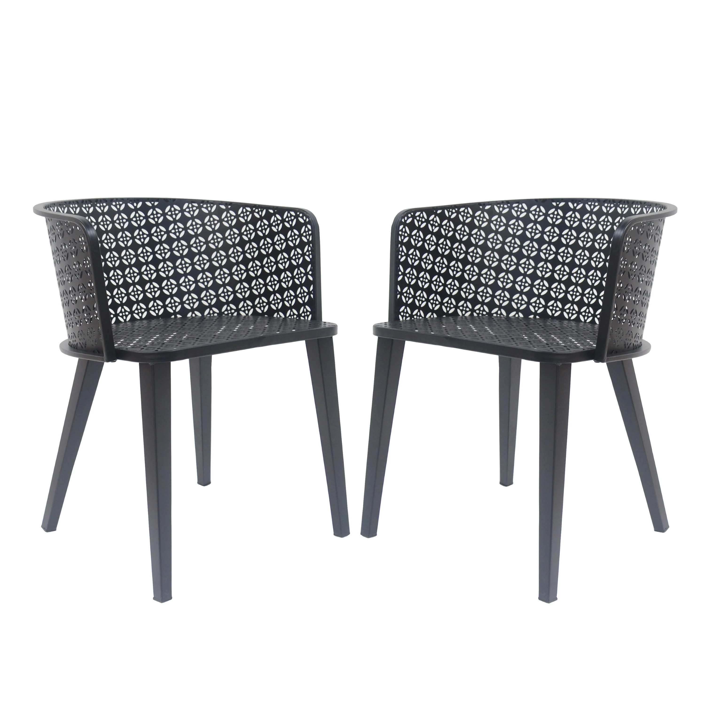 Caspiane Outdoor Patio Dining Chairs with Iron Frame - furnishings
