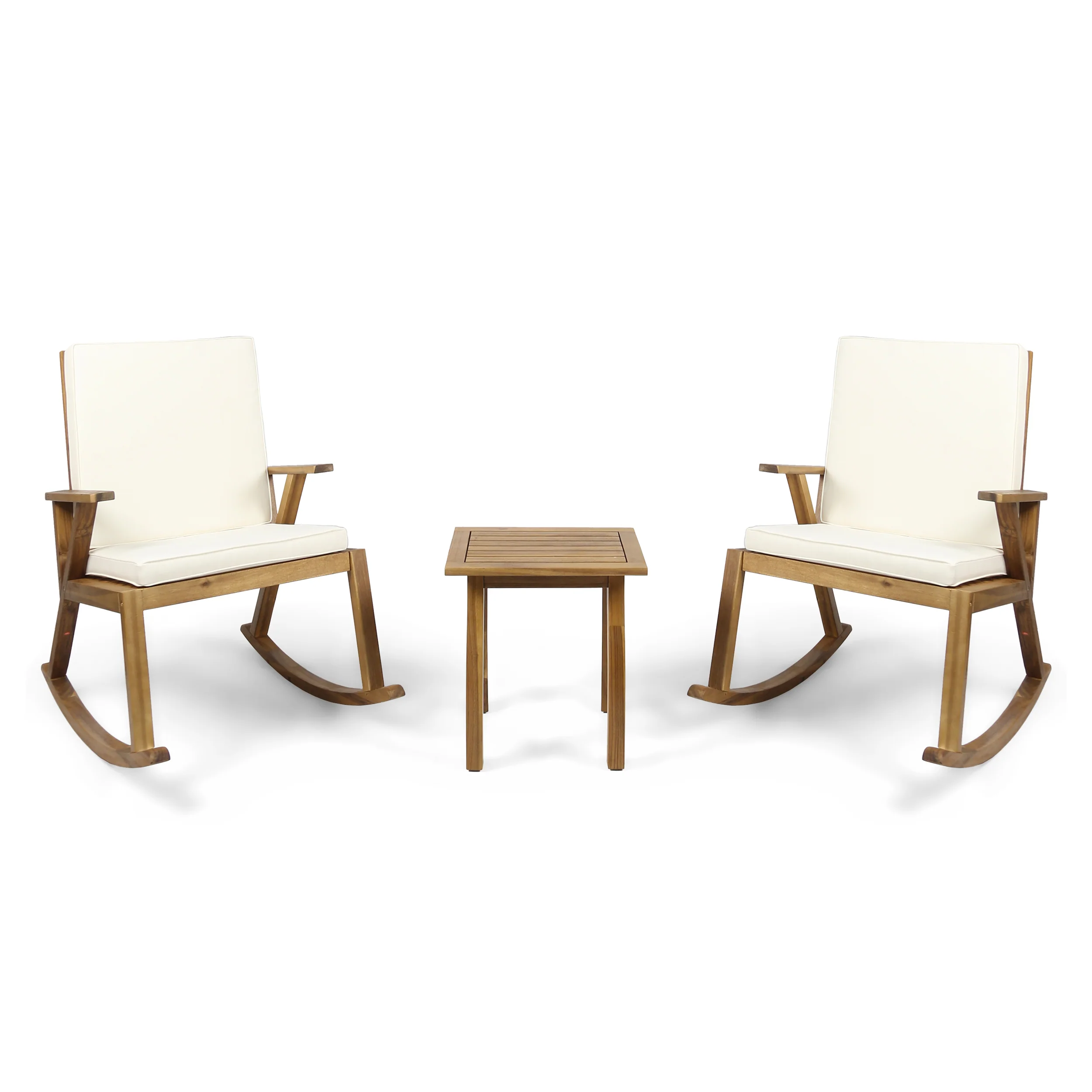 Alize Outdoor Acacia Wood Rocking Chair Chat Set - furnishings